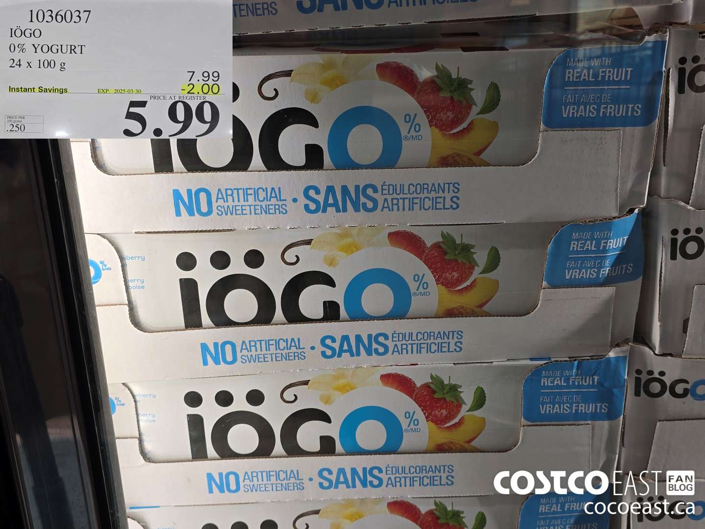 1036037 IOGO 0% YOGURT 24 x 100 g ($2.00 INSTANT SAVINGS EXPIRES ON 2024-10-06) $5.99