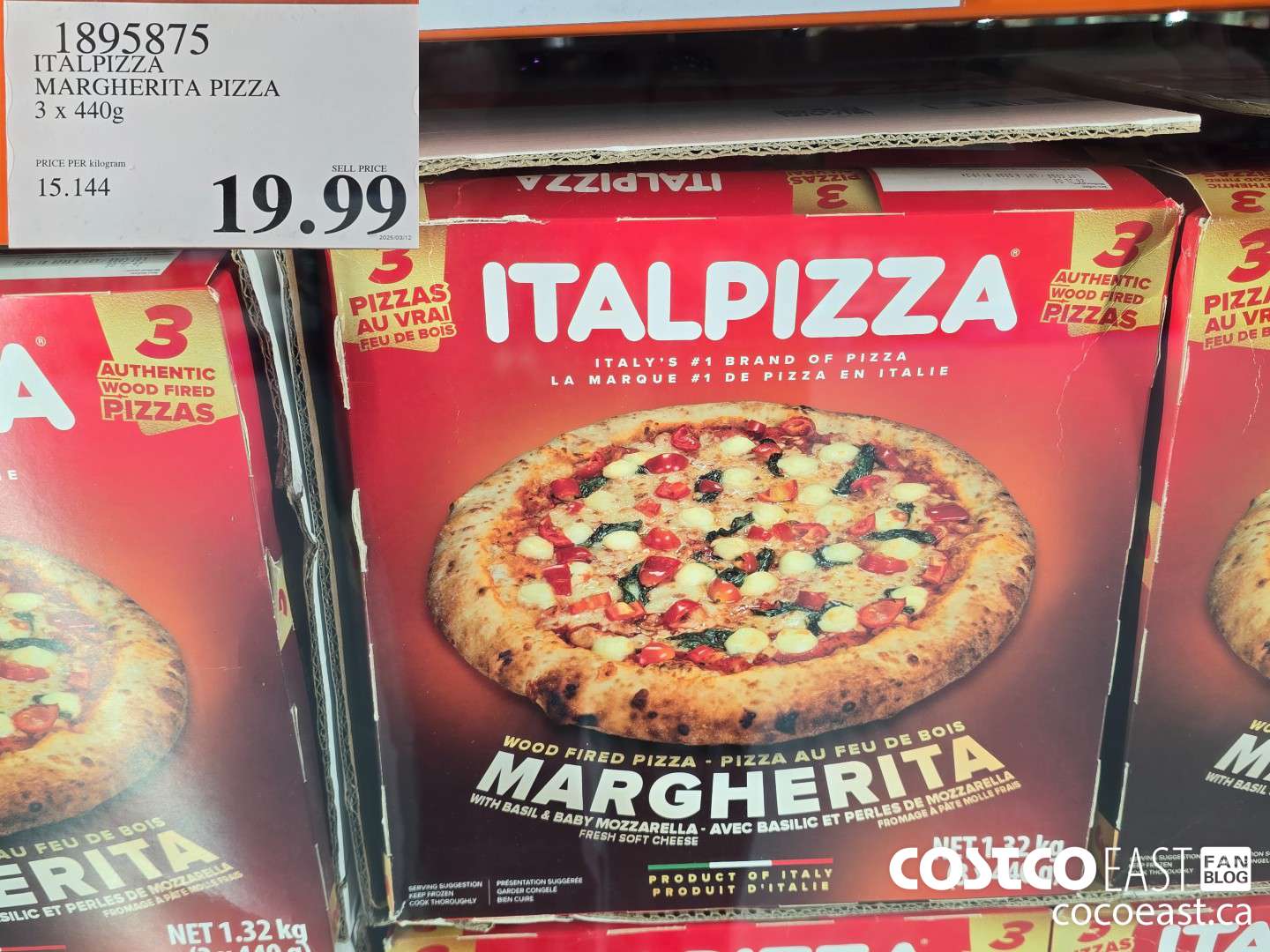 1895875 ITALPIZZA MARGHERITA PIZZA 3 x 440G $19.99