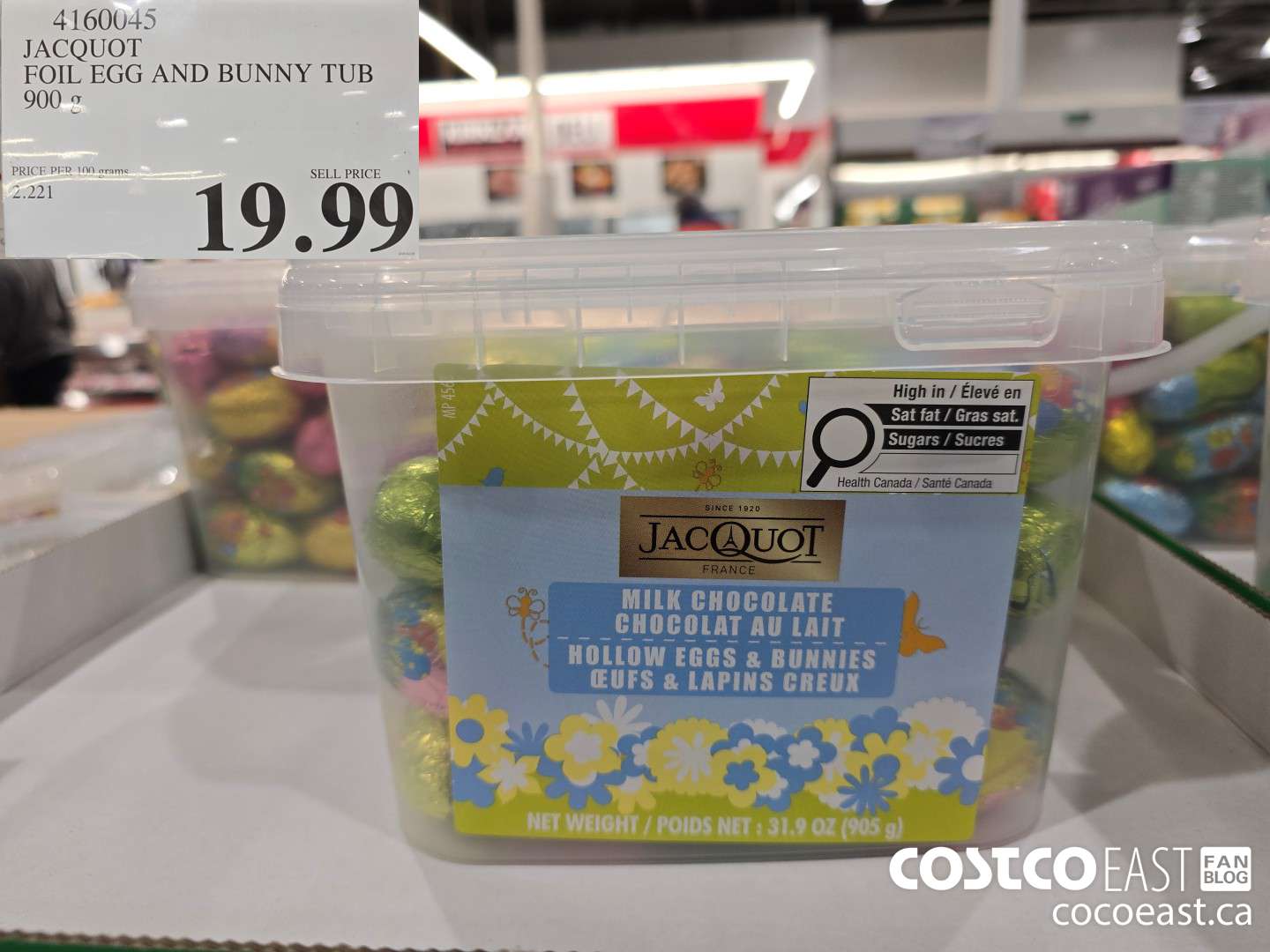 4160045 JACQUOT FOIL EGG AND BUNNY TUB 900 g $19.99
