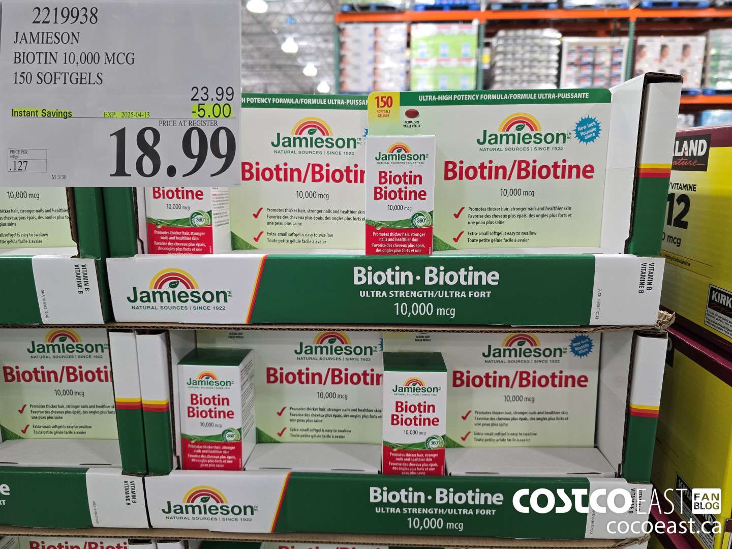 2219938 JAMIESON BIOTIN 10,000 MCG 150 SOFTGELS ($5.00 INSTANT SAVINGS EXPIRES ON 2025-04-13) $18.99