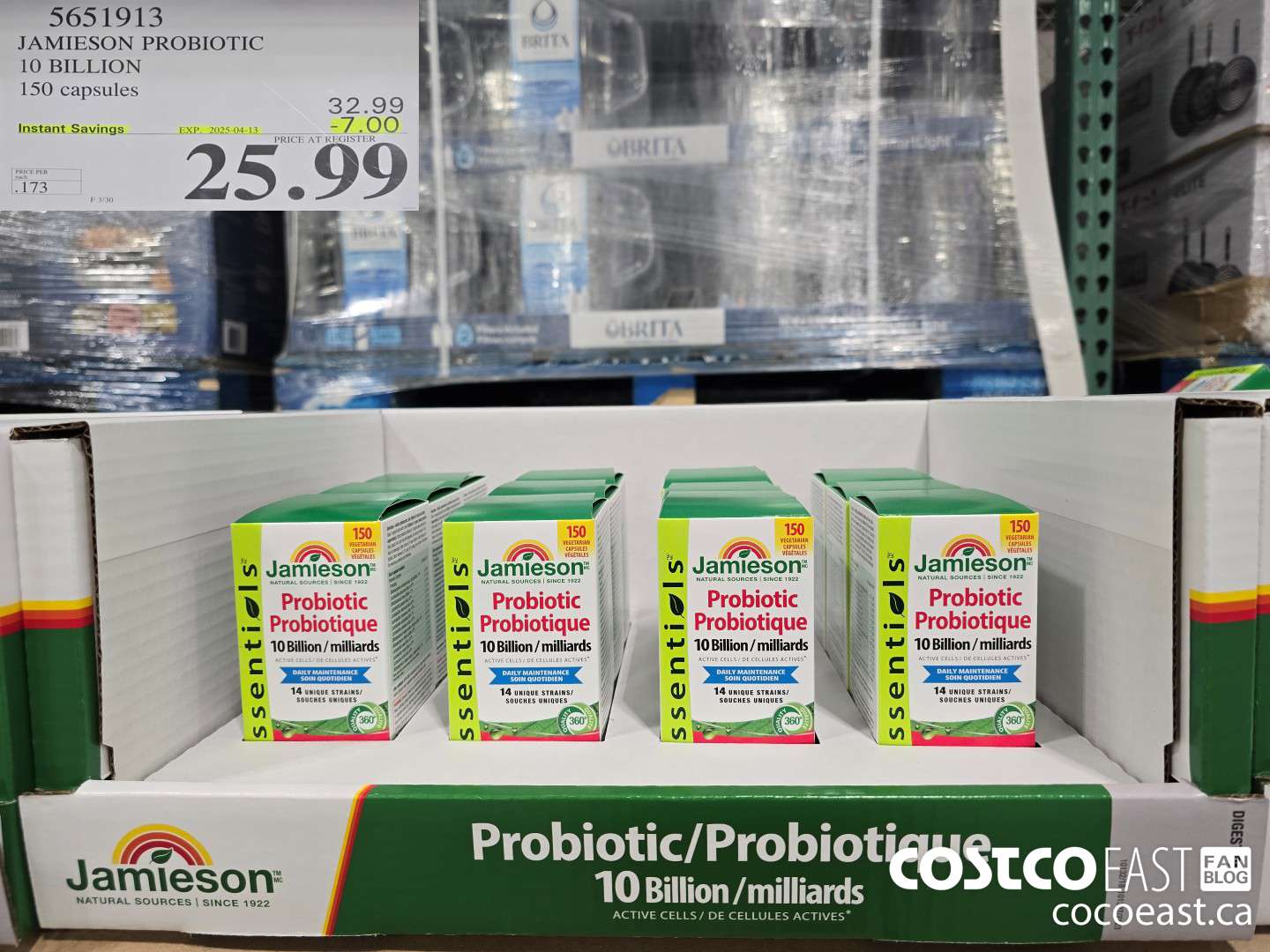 5651913 JAMIESON PROBIOTIC 10 BILLION 150 count ($7.00 INSTANT SAVINGS EXPIRES ON 2025-04-13) $25.99