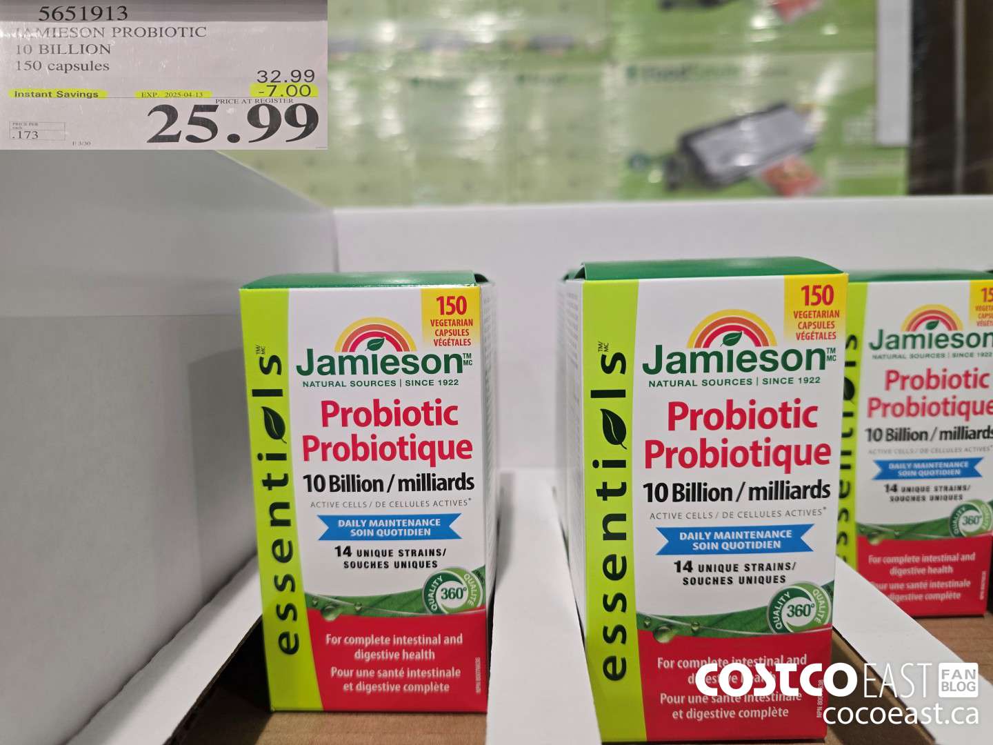5651913 JAMIESON PROBIOTIC 10 BILLION 150 count ($7.00 INSTANT SAVINGS EXPIRES ON 2025-04-13) $25.99
