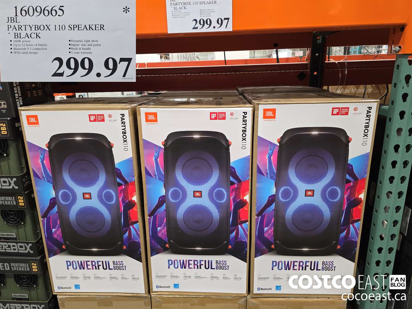 1609665 JBL PARTYBOX 110 SPEAKER BLACK $299.97