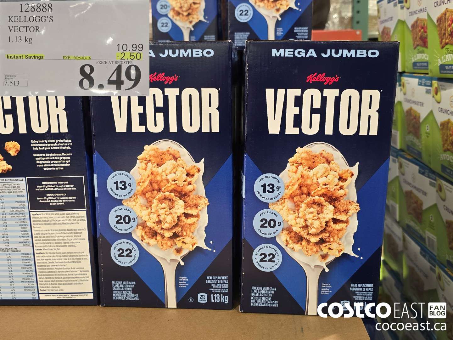 128888 KELLOGG'S VECTOR 1.13 KG ($2.50 INSTANT SAVINGS EXPIRES ON 2025-03-16) $8.49