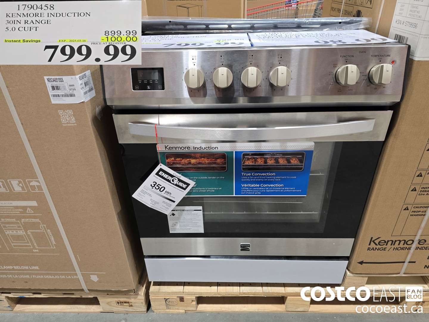 1790458 KENMORE INDUCTION 30IN RANGE 5.0 CUFT ($100.00 INSTANT SAVINGS EXPIRES ON 2025-03-16) $799.99