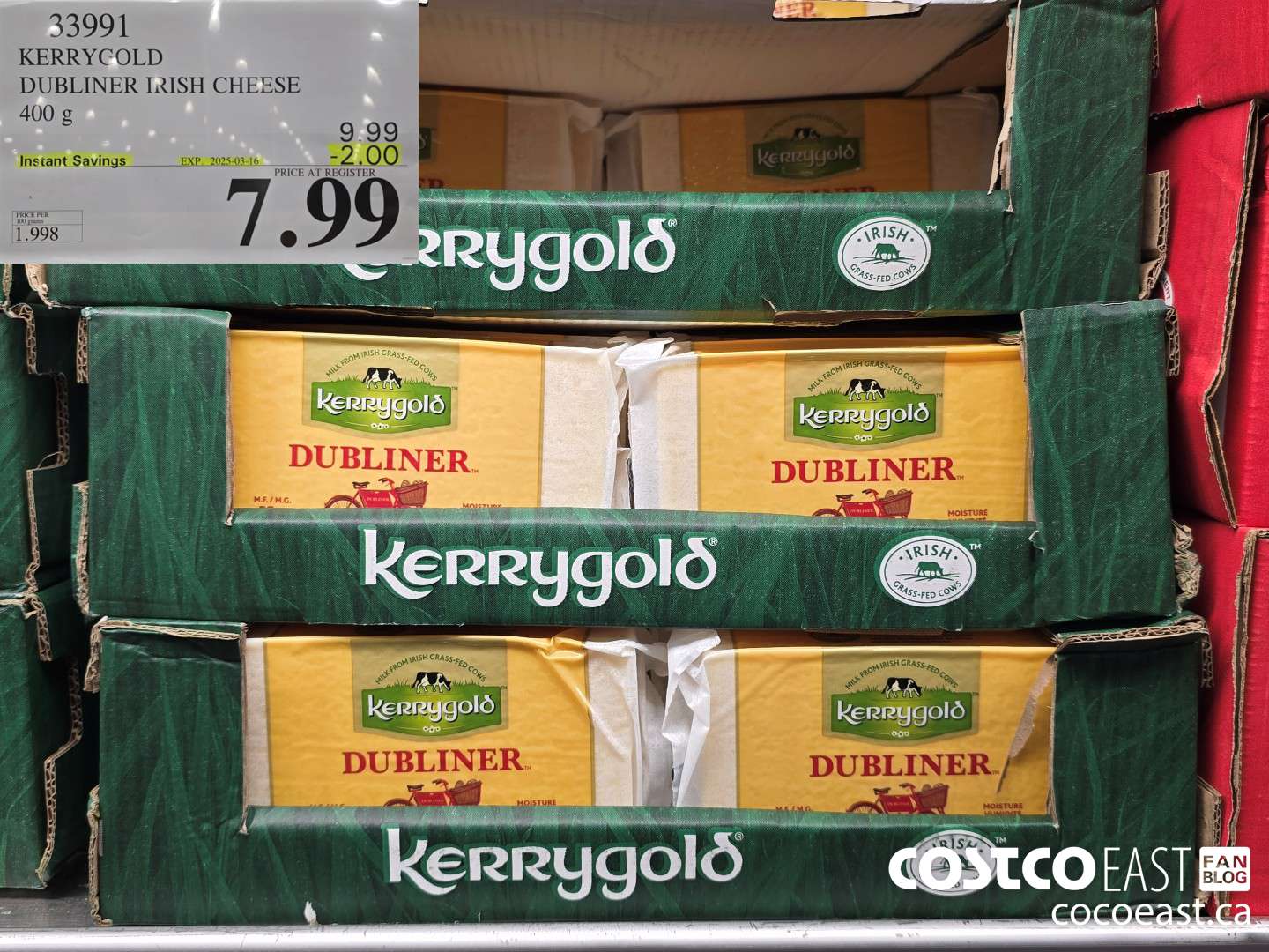 33991 KERRYGOLD DUBLINER IRISH CHEESE 400 g ($2.00 INSTANT SAVINGS EXPIRES ON 2025-03-16) $7.99