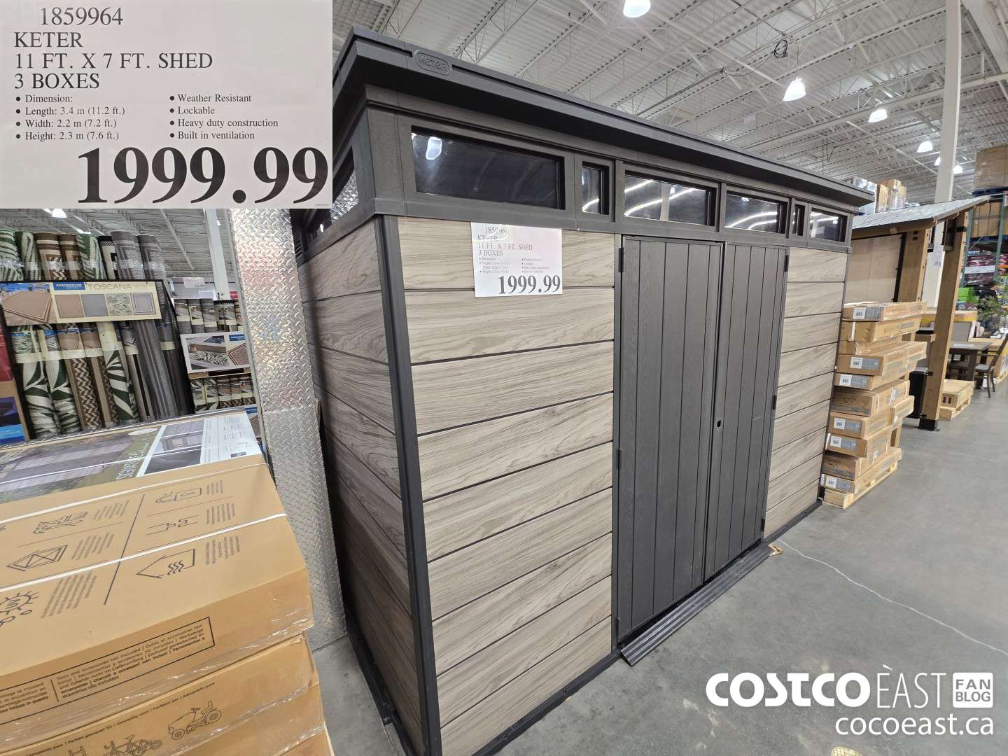 1859964 KETER 11 FT. X 7 FT. SHED 3 BOXES $1999.99