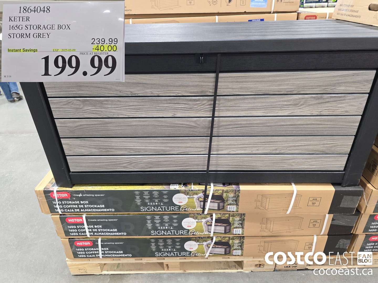 1864048 KETER 165G STORAGE BOX STORM GREY ($40.00 INSTANT SAVINGS EXPIRES ON 2025-03-09) $199.99