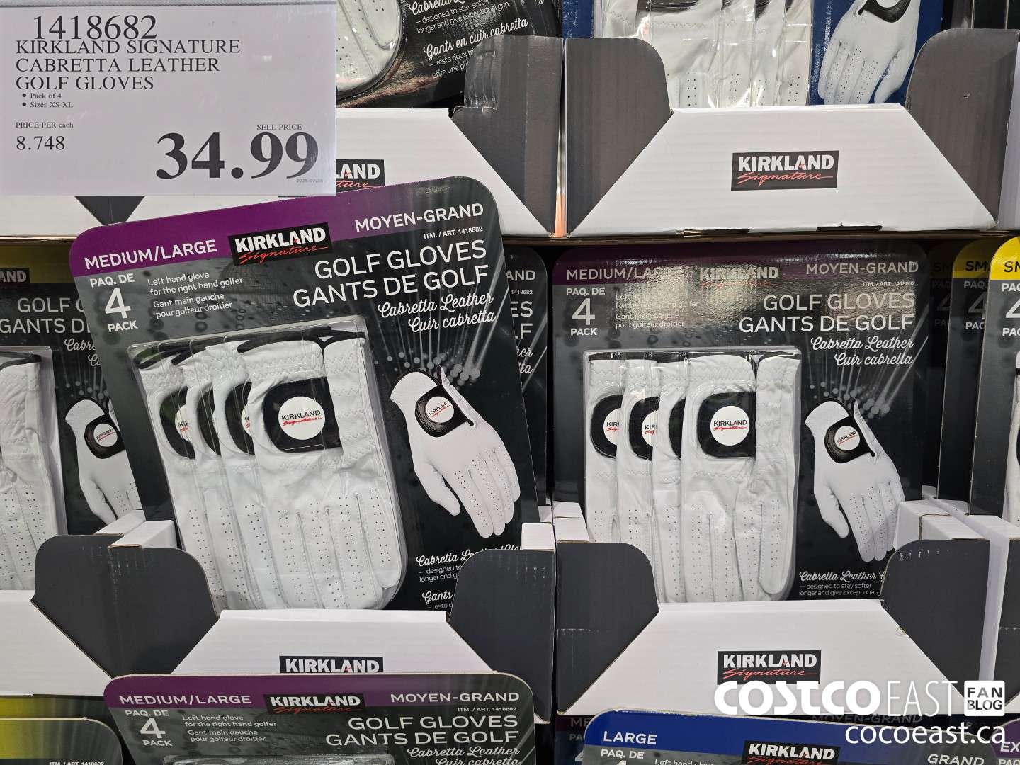 1418682 KIRKLAND SIGNATURES CABRETTA LEATHER GOLF GLOVES $34.99