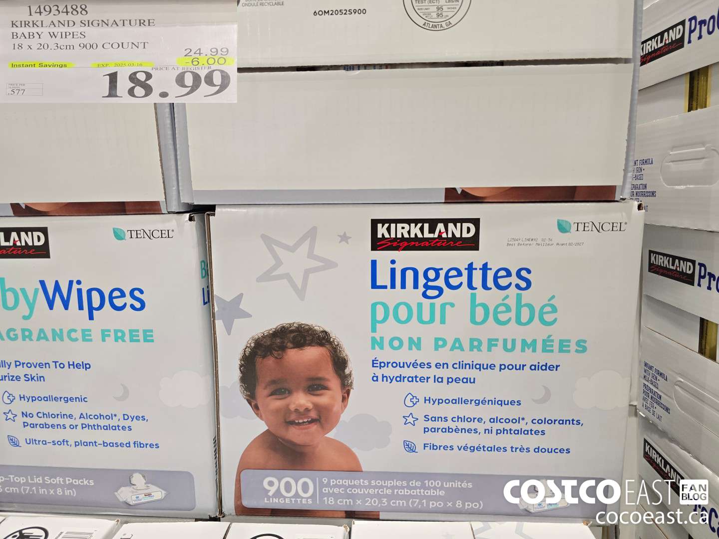 1493488 KIRKLAND SIGNATURE BABY WIPES 18 X 20.3CM 900 COUNT ($6.00 INSTANT SAVINGS EXPIRES ON 2025-03-16) $18.99