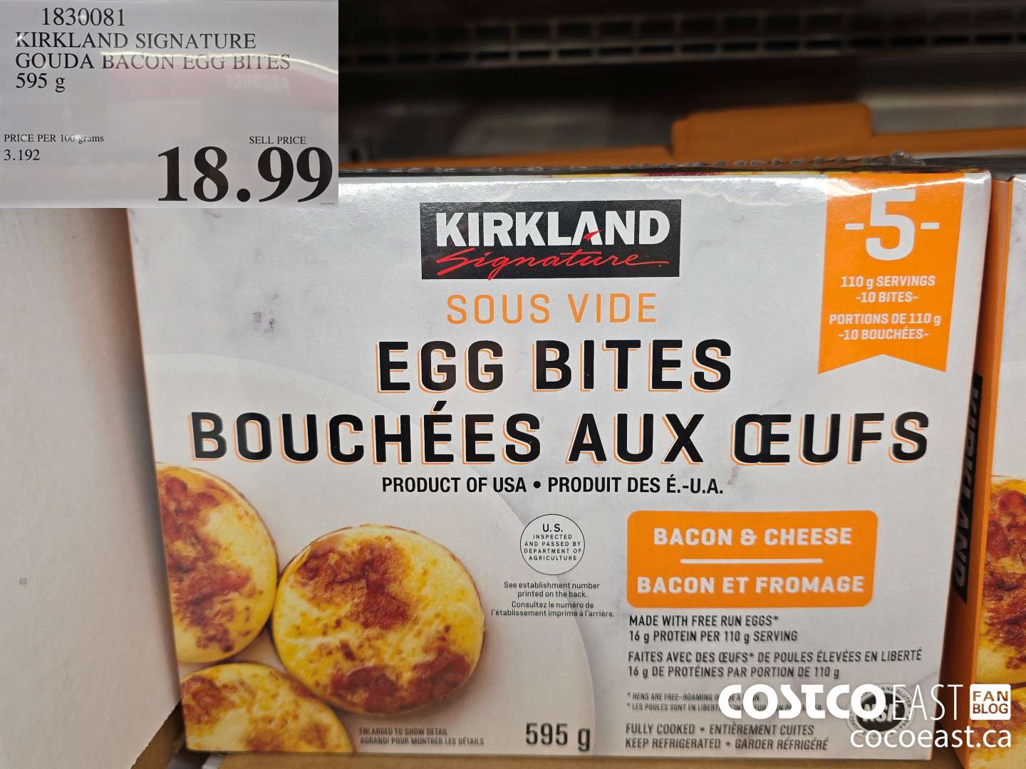 1830081 KIRKLAND SIGNATURE GOUDA BACON EGG BITES 595 G  $18.99
