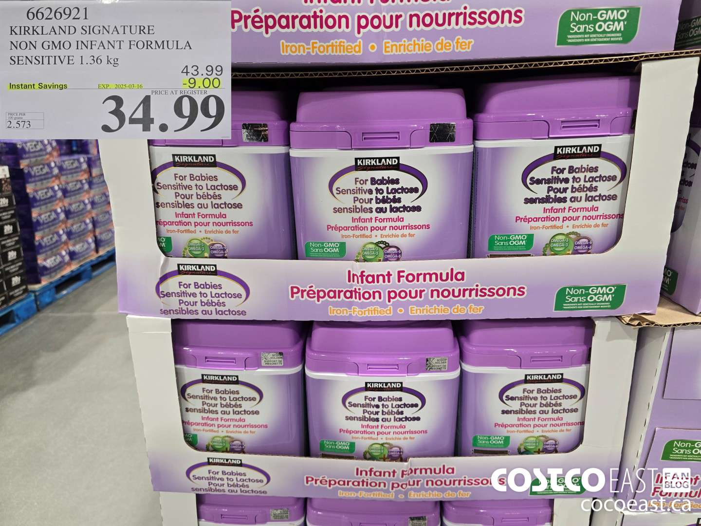6626921 KIRKLAND SIGNATURE NON GMO INFANT FORMULA SENSITIVE 1.36 kg ($9.00 INSTANT SAVINGS EXPIRES ON 2025-03-16) $34.99