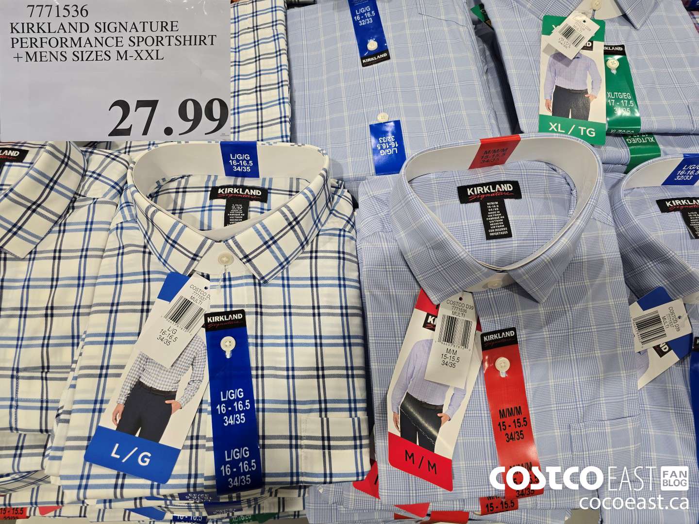 7771536 KIRKLAND SIGNATURE PERFORMANCE SPORTSHIRT +MENS SIZES M-XXL $27.99