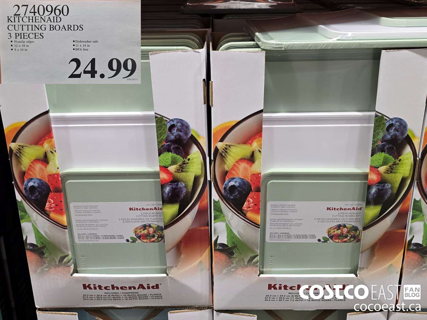 2740960 KITCHENAID CUTTING BOARDS 3 PIECES $24.99