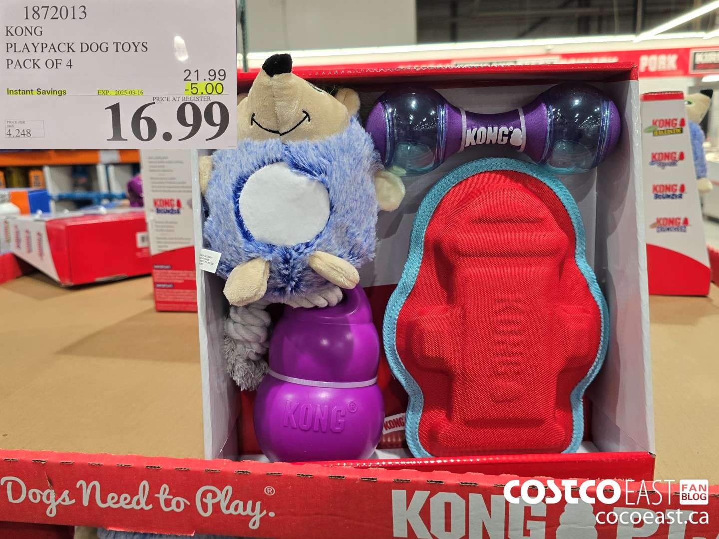 1872013 KONG PLAYPACK DOG TOYS PACK OF 4 ($5.00 INSTANT SAVINGS EXPIRES ON 2025-03-16) $16.99