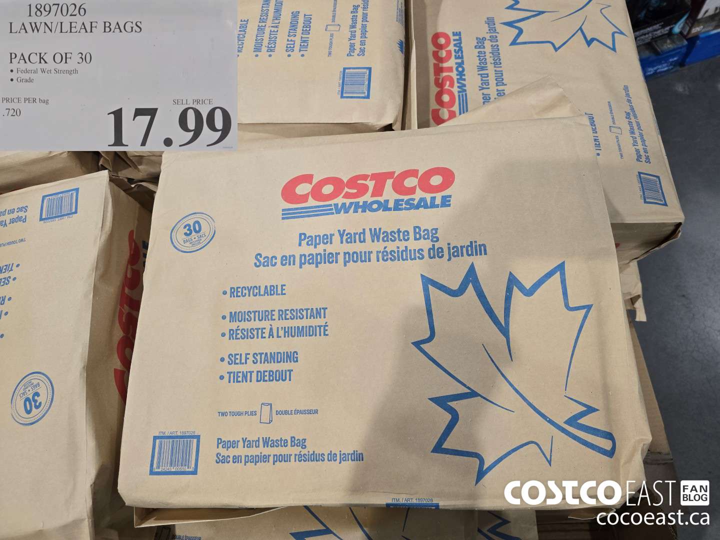 1897026 LAWN/LEAF BAGS PACK OF 30  $17.99