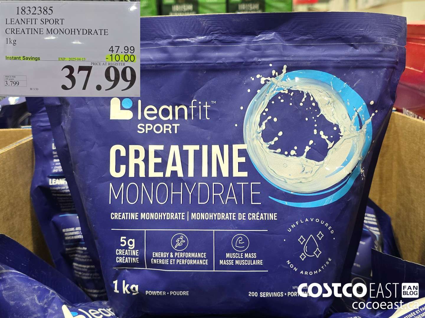 1832385 LEANFIT SPORT CREATINE MONOHYDRATE 1 KG ($10.00 INSTANT SAVINGS EXPIRES ON 2025-04-13) $37.99