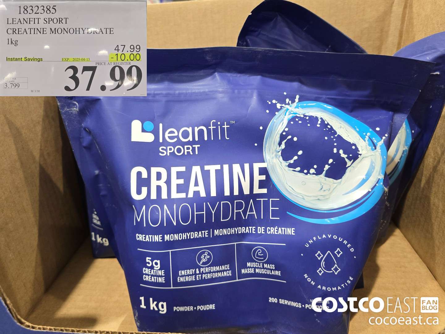 1832385 LEANFIT SPORT CREATINE MONOHYDRATE 1 KG ($10.00 INSTANT SAVINGS EXPIRES ON 2025-04-13) $37.99