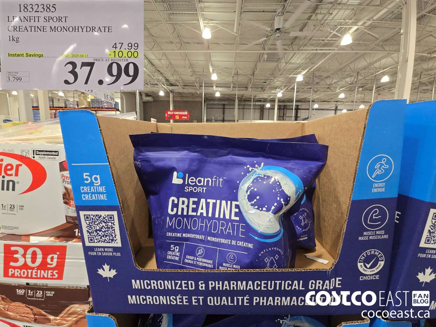 1832385 LEANFIT SPORT CREATINE MONOHYDRATE 1 KG ($10.00 INSTANT SAVINGS EXPIRES ON 2025-04-13) $37.99