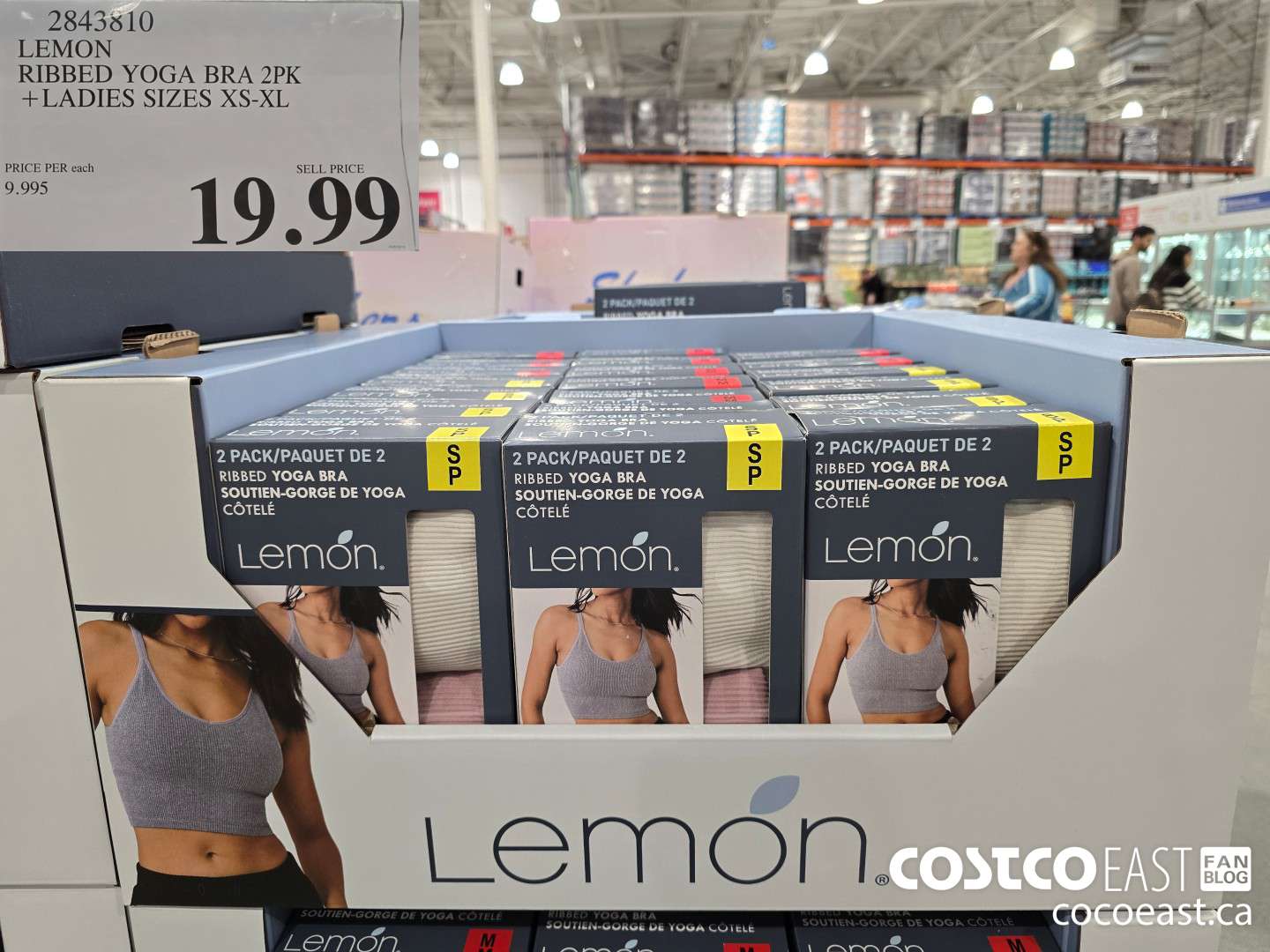 2843510 LEMON RIBBED YOGA BRA 2PK + LADIES SIZES XS-XL $19.99