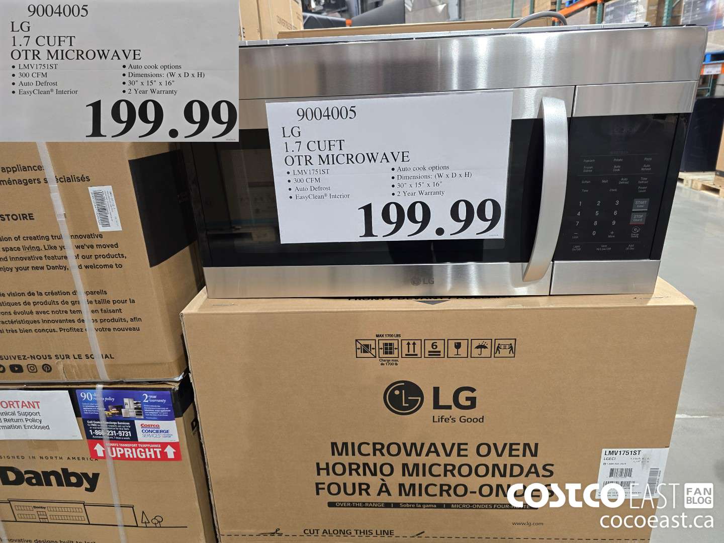 9004005 LG 1.7 CUFT OTR MICROWAVE $199.99