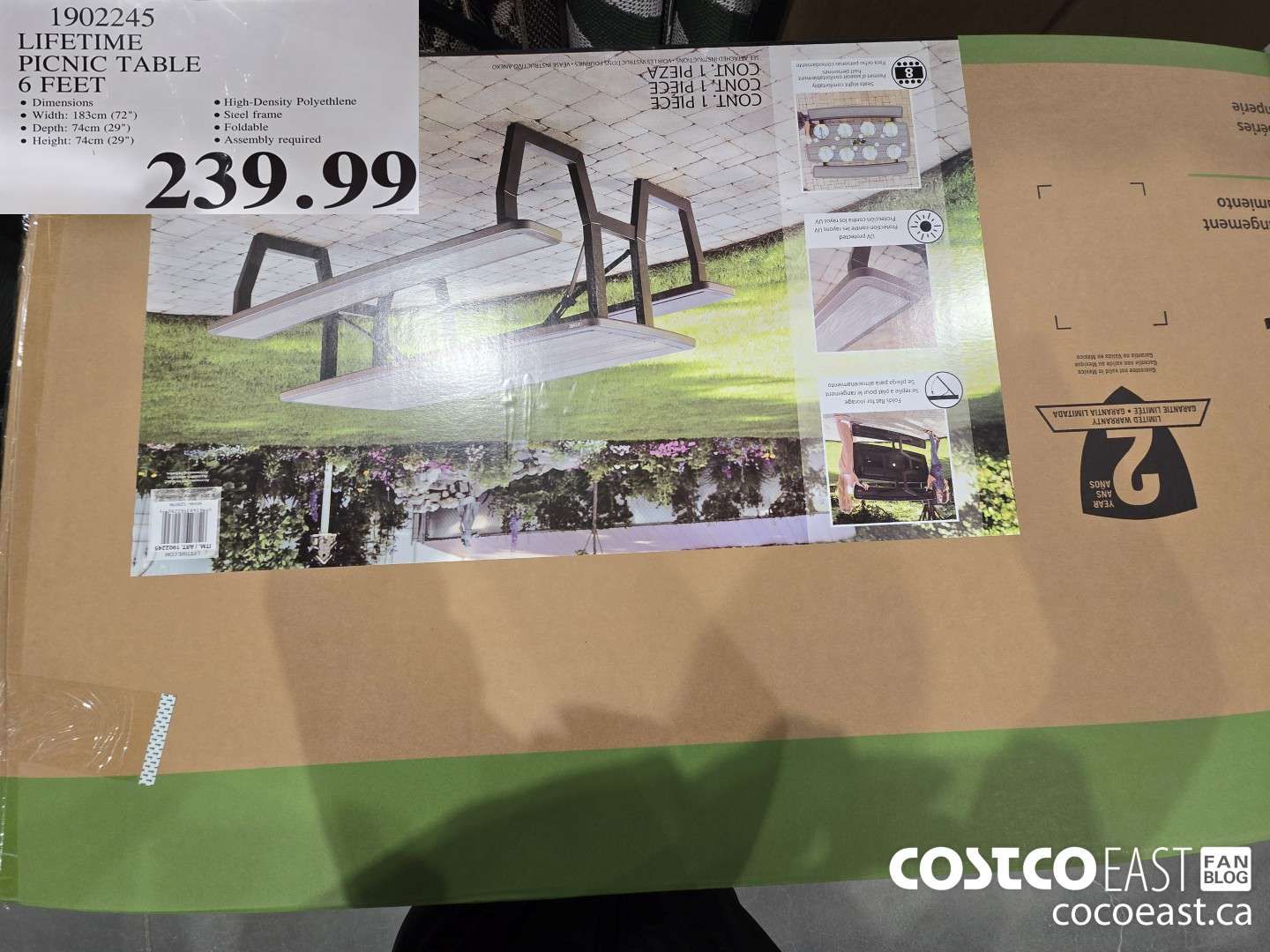 1902245 LIFETIME PICNIC TABLE 6 FEET $239.99