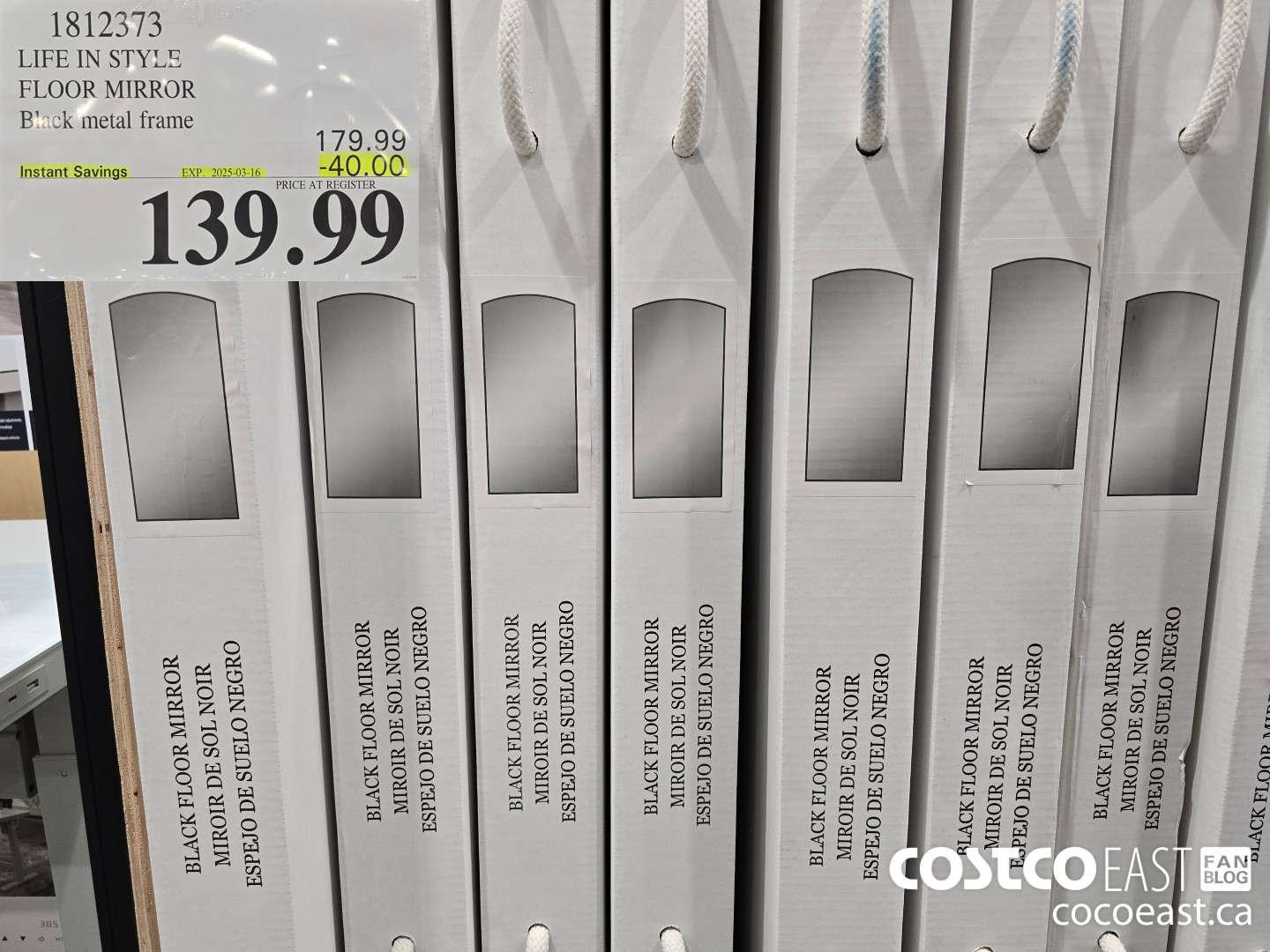 1812373 LIFE IN STYLE FLOOR MIRROR BLACK METAL FRAME ($40.00 INSTANT SAVINGS EXPIRES ON 2025-03-16) $139.99