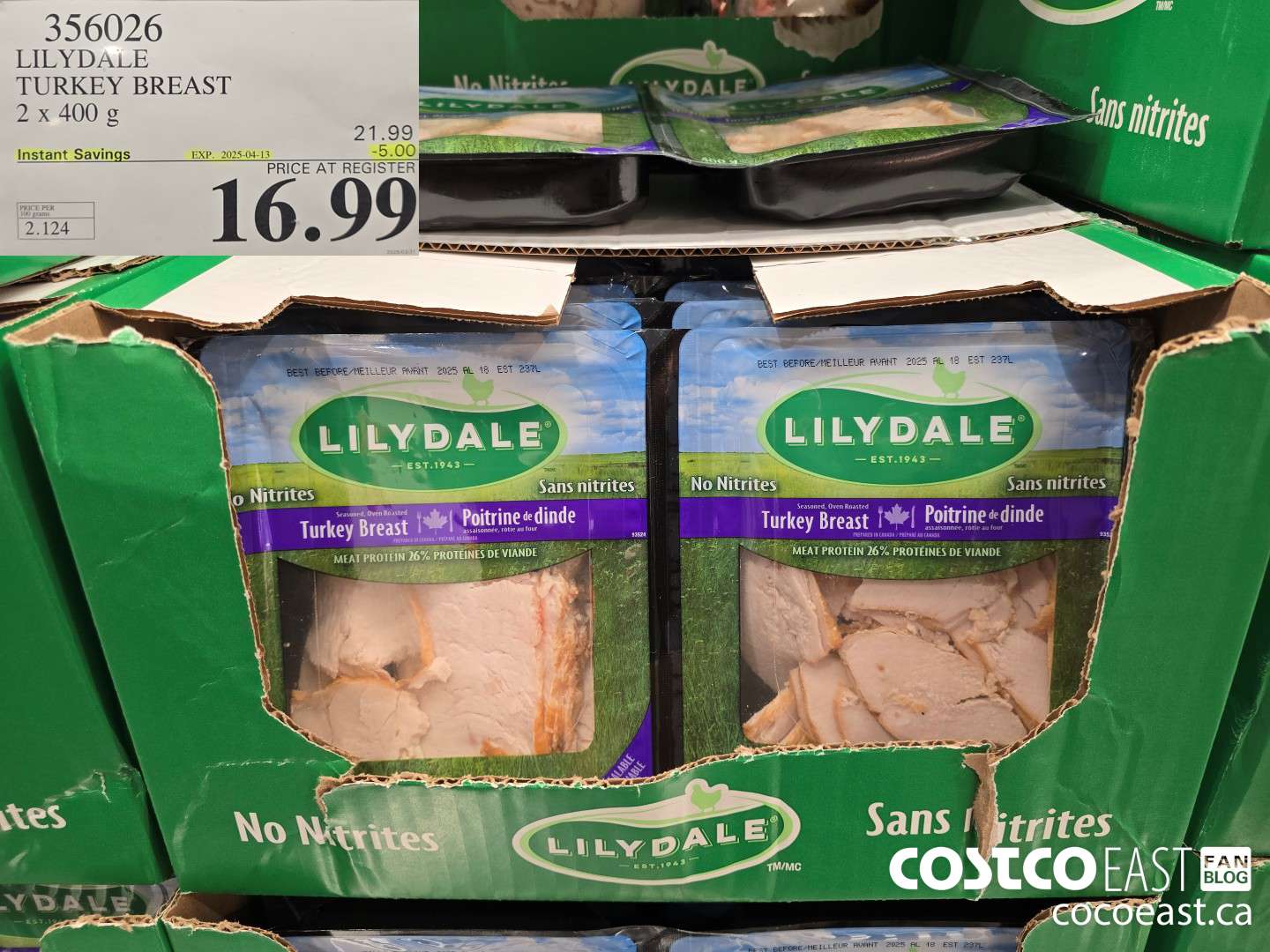 356026 LILYDALE TURKEY BREAST 2 x 400 g ($5.00 INSTANT SAVINGS EXPIRES ON 2025-04-13) $16.99