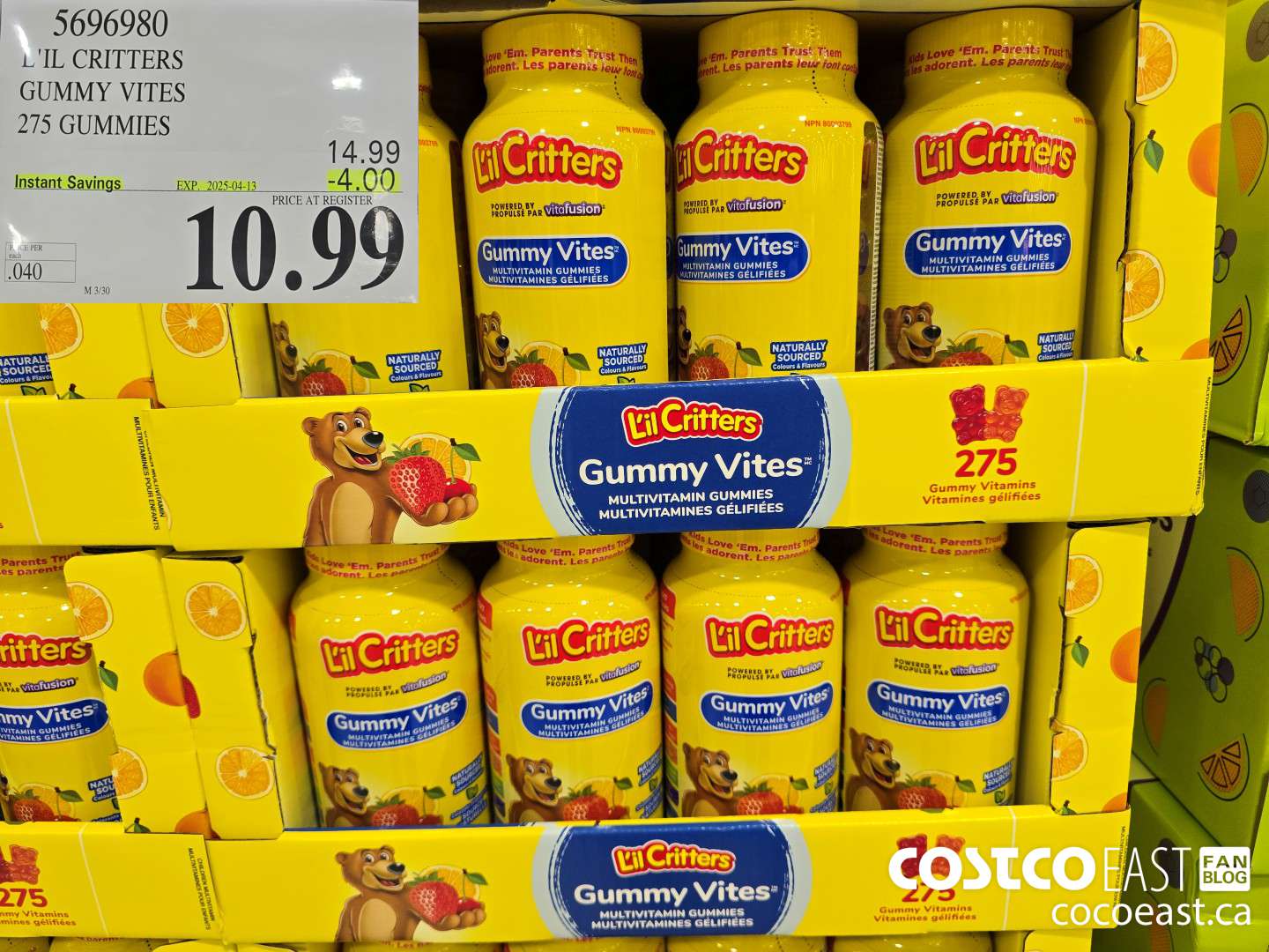 5696980 L'IL CRITTERS GUMMY VITES 275 GUMMIES ($4.00 INSTANT SAVINGS EXPIRES ON 2025-04-13) $10.99