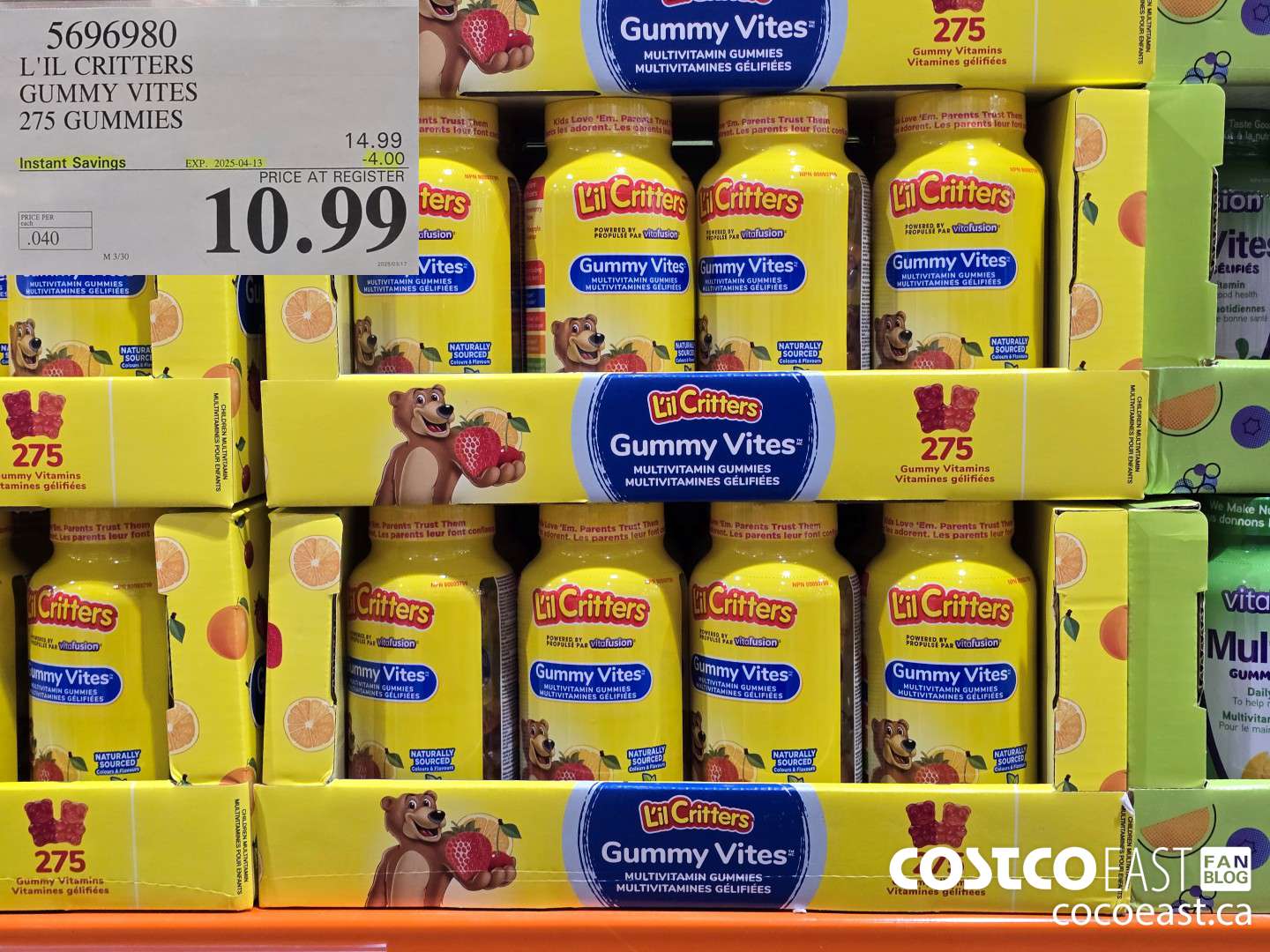 5696980 L'IL CRITTERS GUMMY VITES 275 GUMMIES ($4.00 INSTANT SAVINGS EXPIRES ON 2025-04-13) $10.99