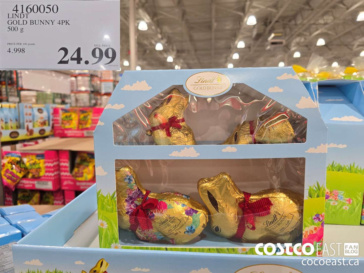 4160050 LINDT GOLD BUNNY 4PK 500 g $24.99