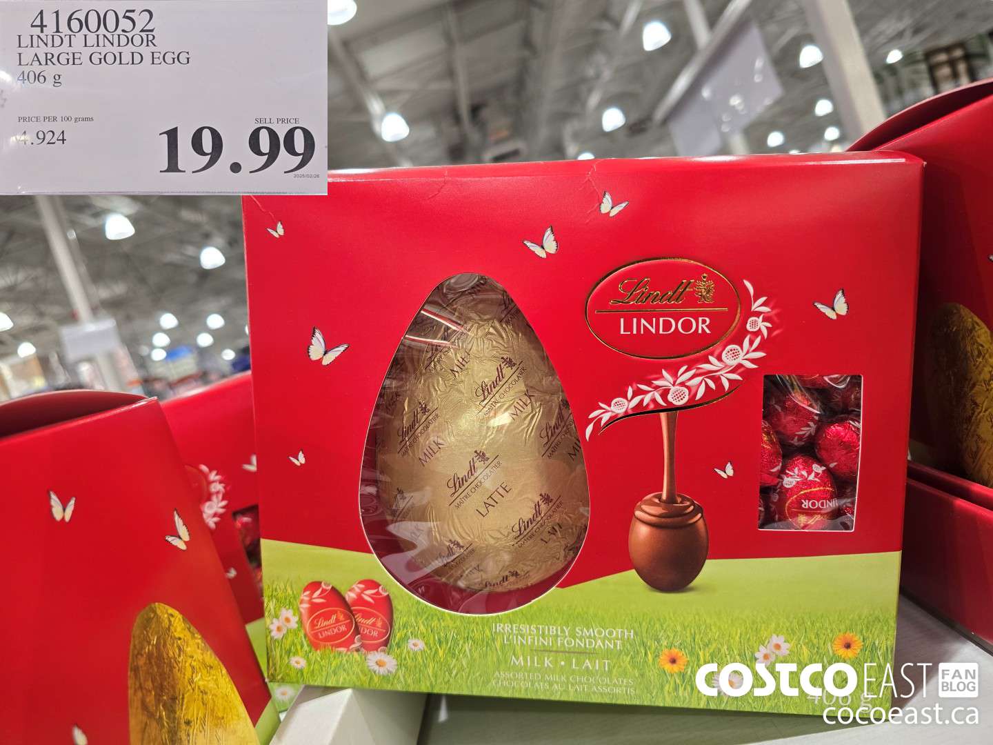 4160052 LINDT LINDOR LARGE GOLD EGG 406 g $19.99