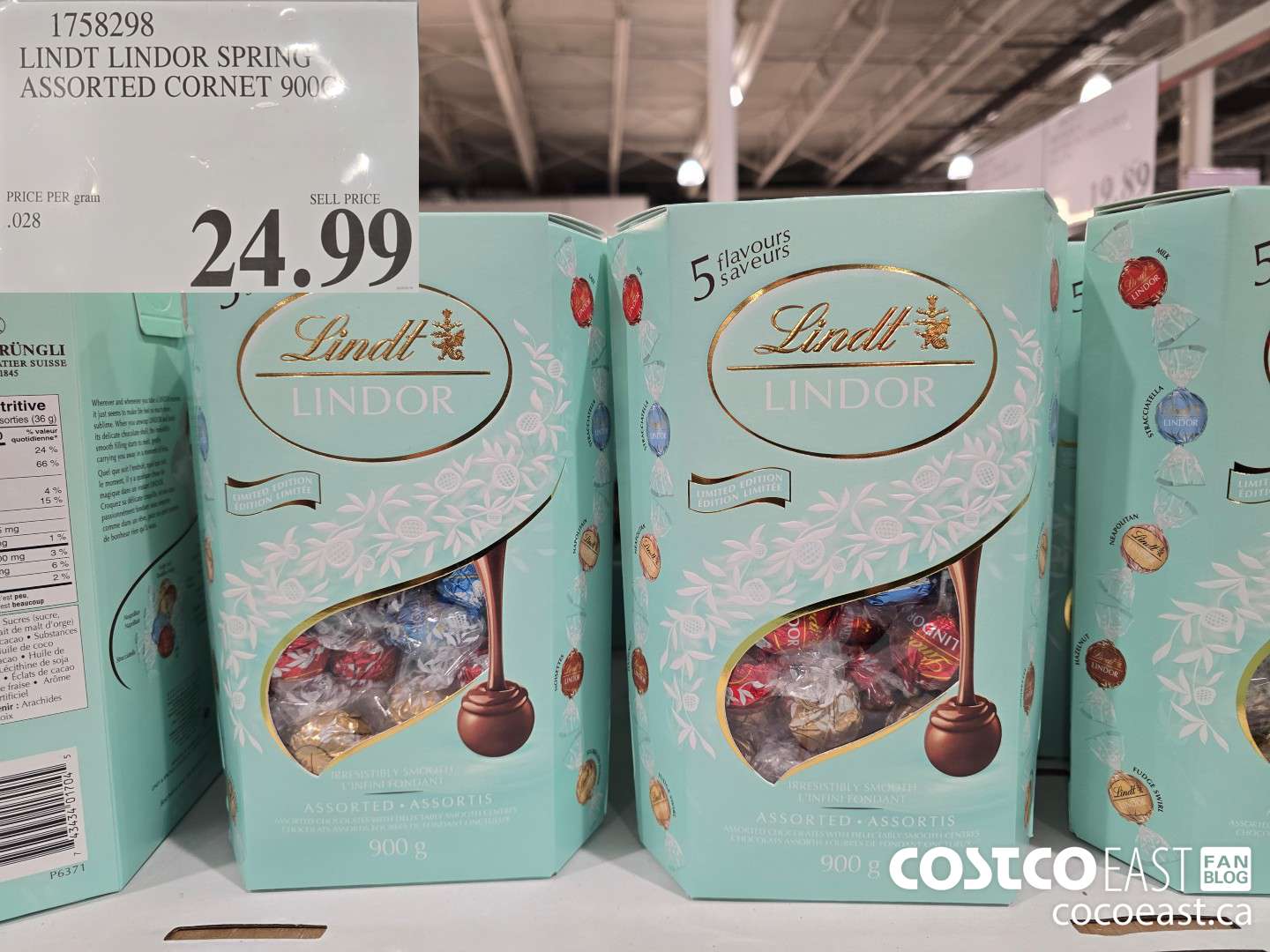 1758298 LINDT LINDOR SPRING ASSORTED CORNET 900G $24.99