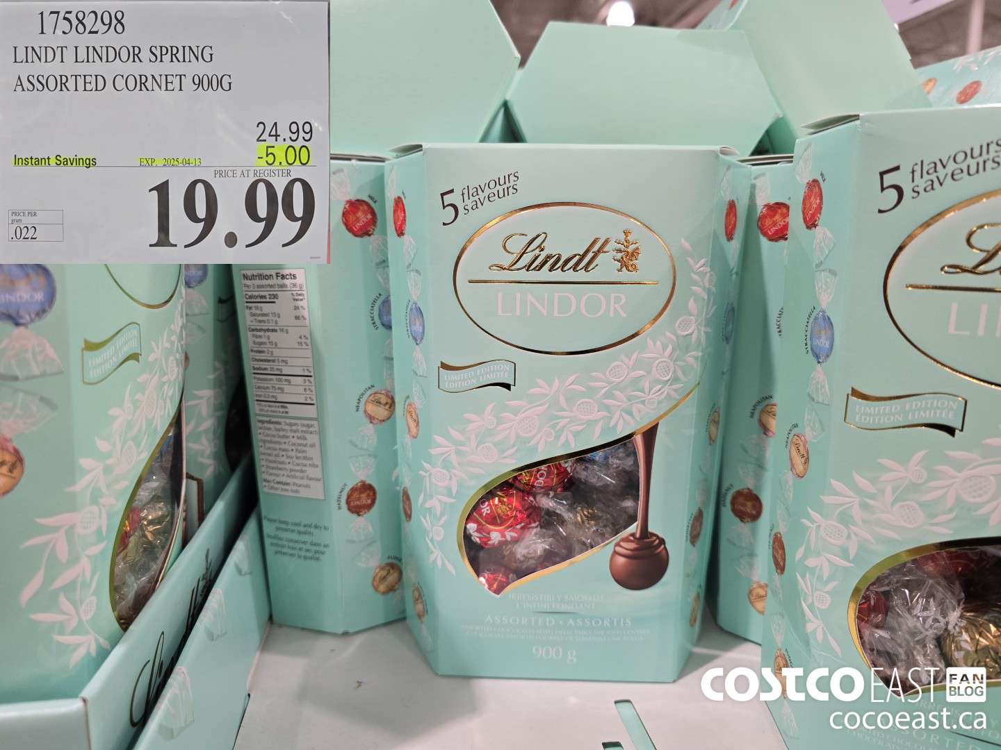 1758298 LINDT LINDOR SPRING ASSORTED CORNET 900G ($5.00 INSTANT SAVINGS EXPIRES ON 2025-04-13) $19.99