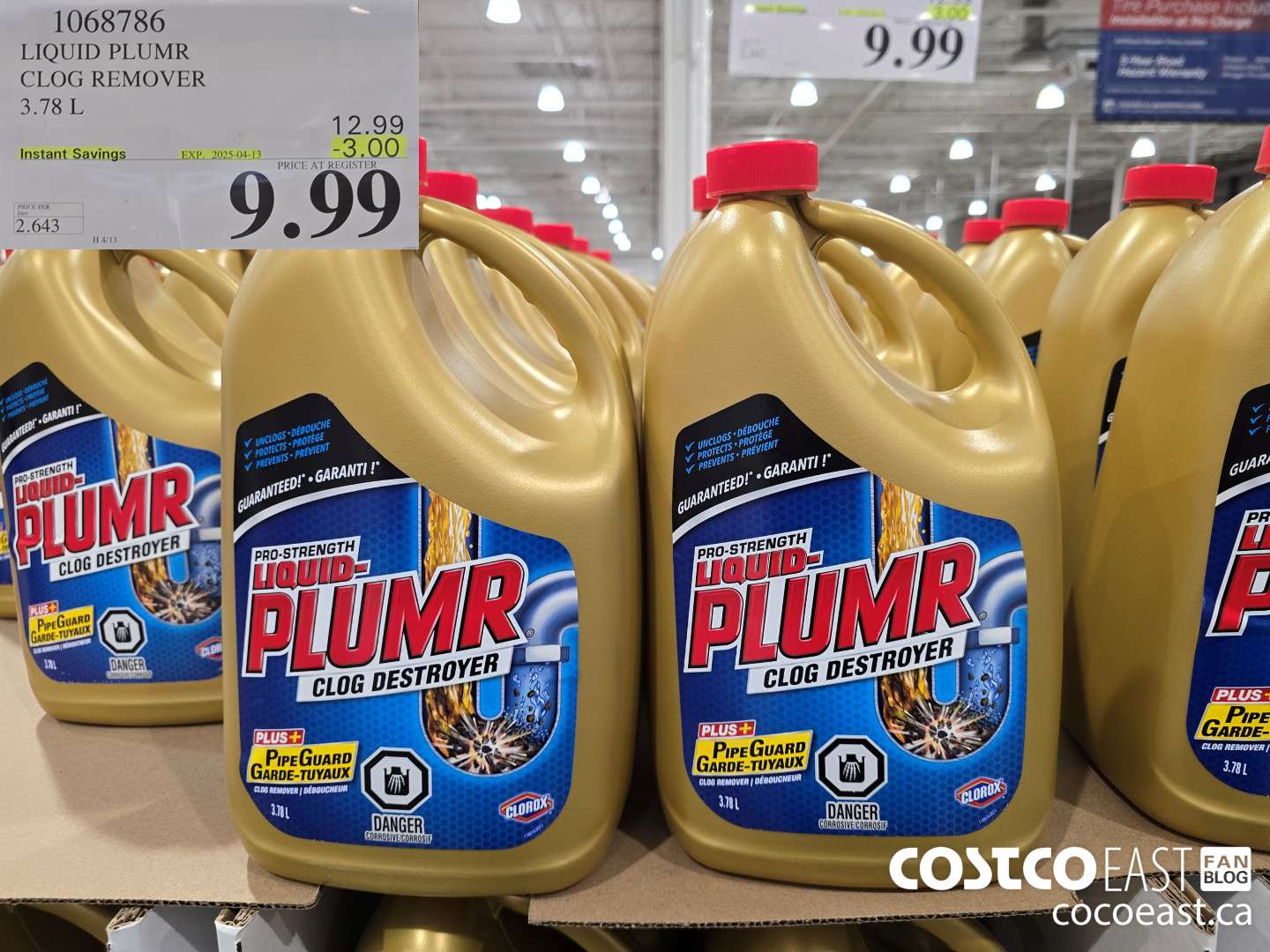 1068786 LIQUID PLUMR CLOG REMOVER 3.78 L ($3.00 INSTANT SAVINGS EXPIRES ON 2025-04-13) $9.99