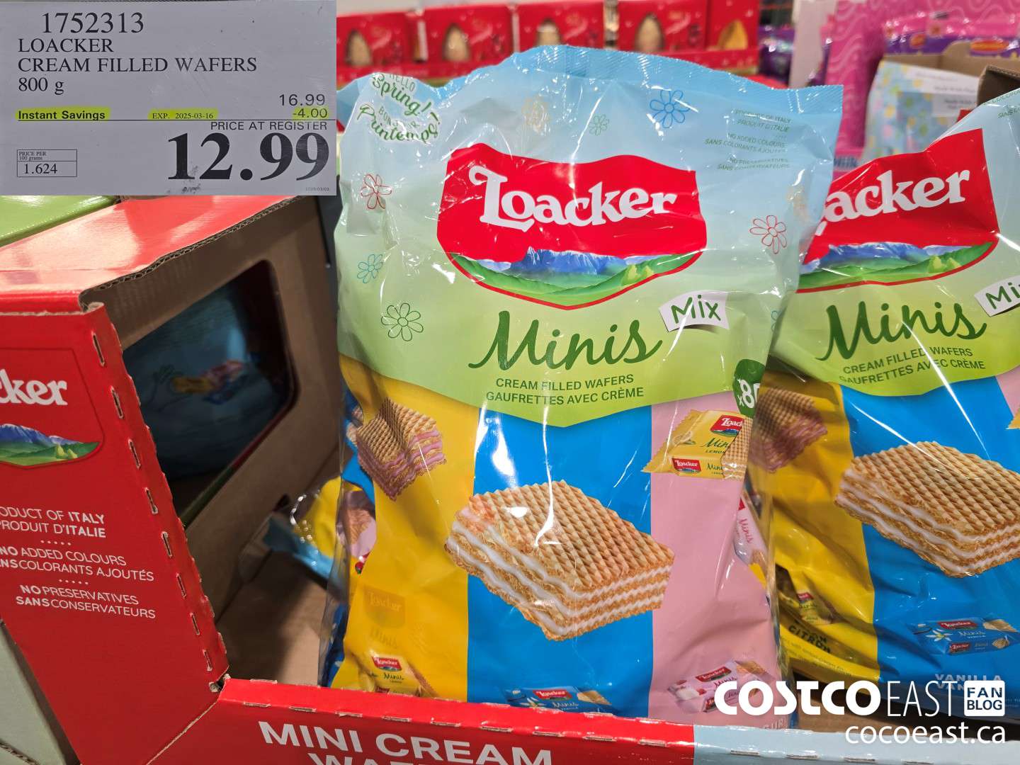 1752313 LOACKER CREAM FILLED WAFERS 800 G ($4.00 INSTANT SAVINGS EXPIRES ON 2025-03-16) $12.99