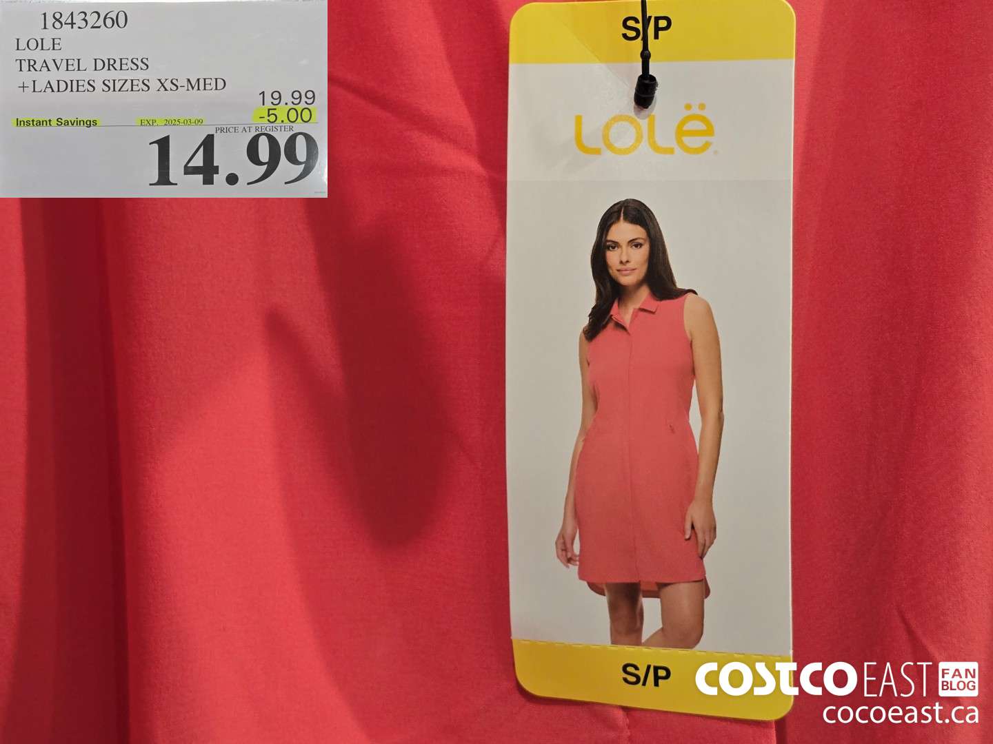 1843260 LOLE TRAVEL DRESS +LADIES SIZES XS-MED ($5.00 INSTANT SAVINGS EXPIRES ON 2025-03-09) $14.99