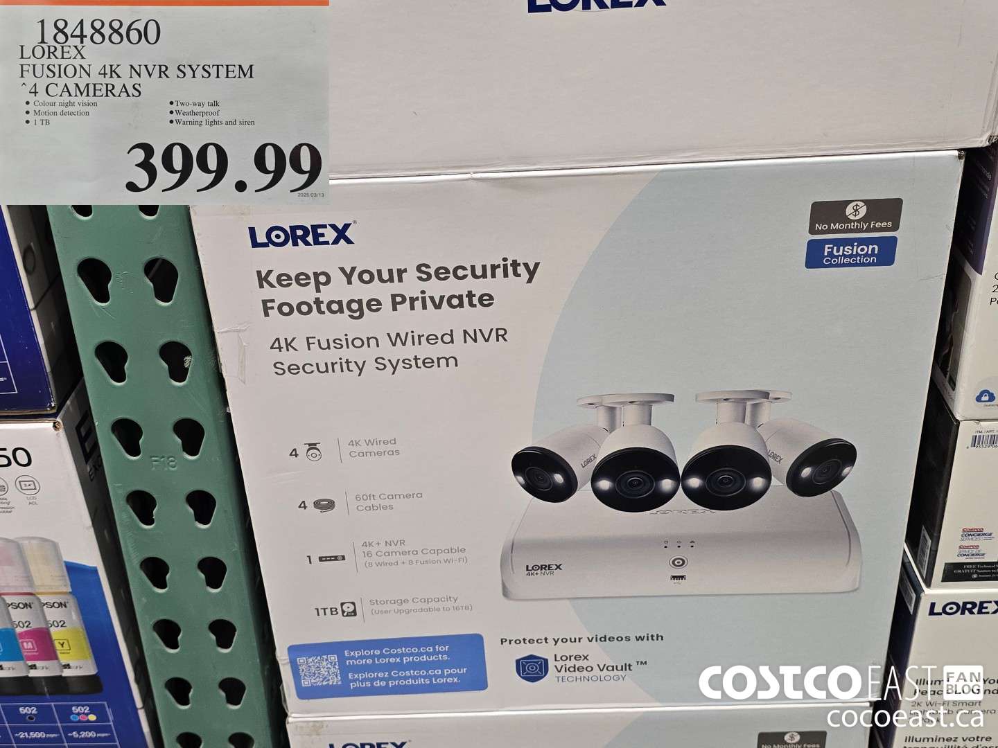 1848860 LOREX FUSION 4K NVR SYSTEM 4 CAMERA $399.99