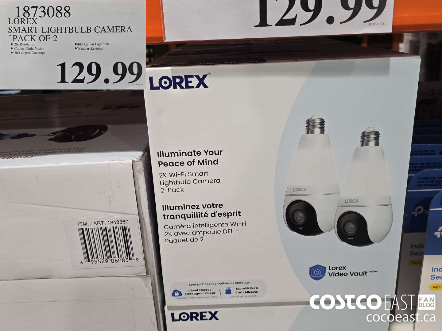 1873088 LOREX SMART LIGHTBULB CAMERA PACK OF 2 $129.99