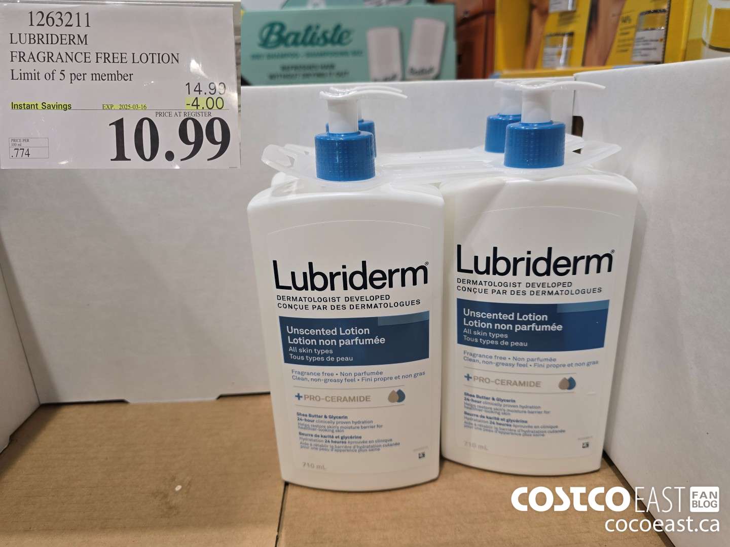 1263211 LUBRIDERM FRAGRANCE FREE LOTION LIMIT OF 5 PER MEMBER ($4.00 INSTANT SAVINGS EXPIRES ON 2025-03-16) $10.99