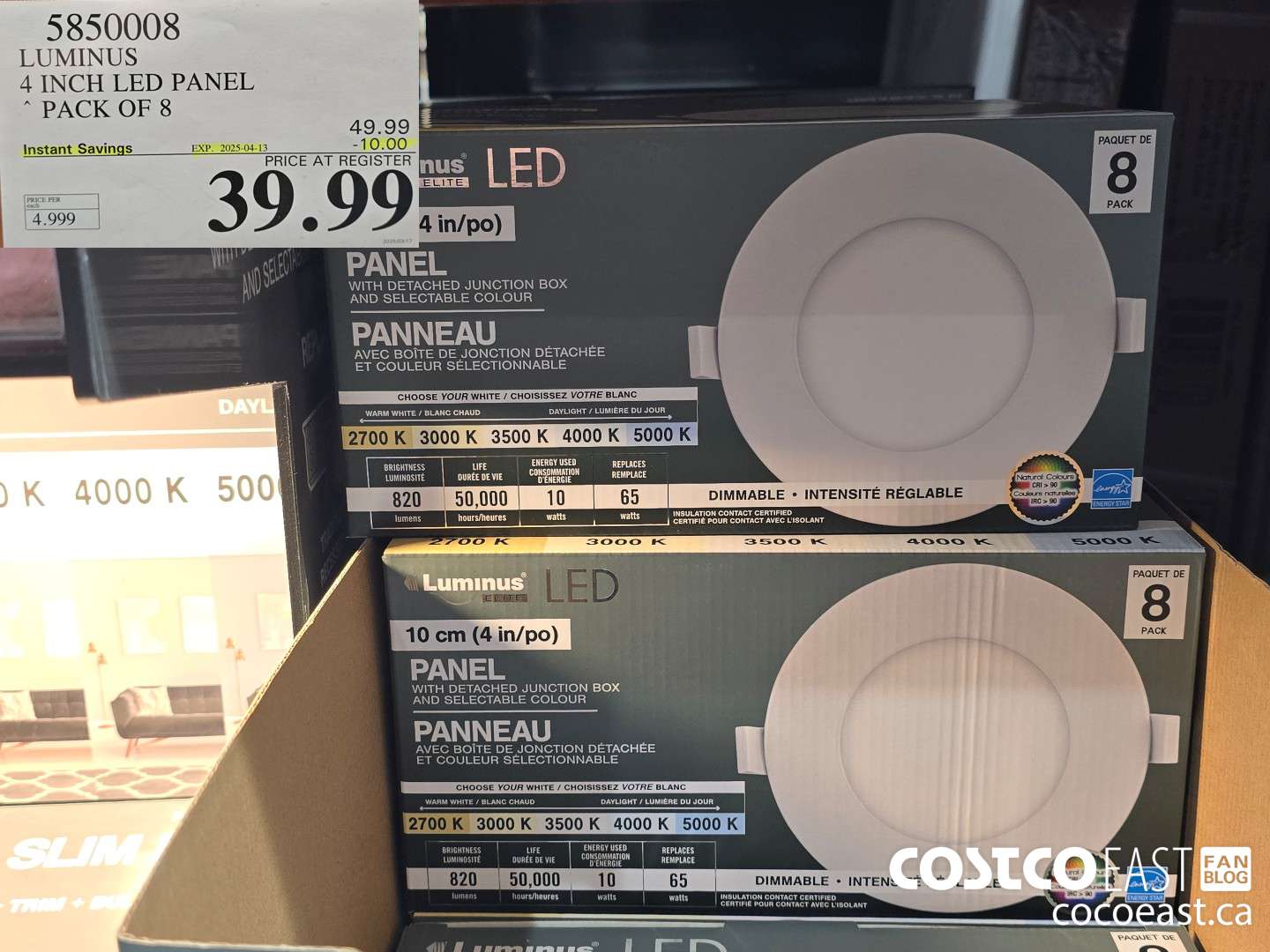 5850008 LUMINUS 4 INCH LED PANEL PACK OF 8 ($10.00 INSTANT SAVINGS EXPIRES ON 2025-04-13) $39.99
