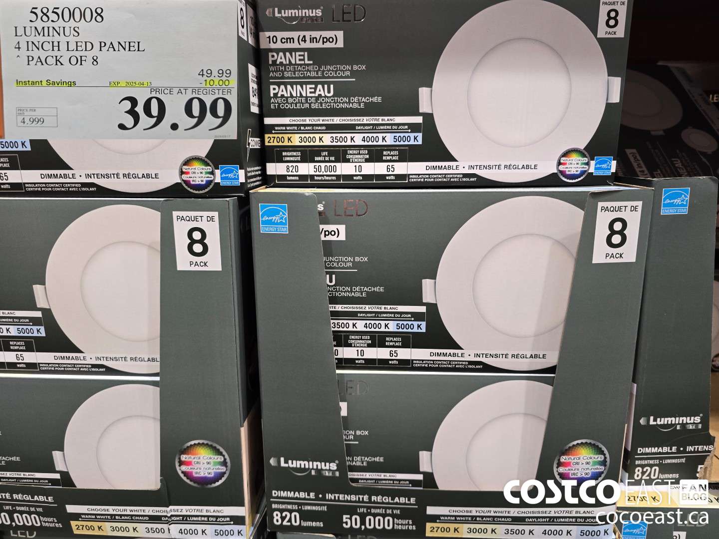 5850008 LUMINUS 4 INCH LED PANEL PACK OF 8 ($10.00 INSTANT SAVINGS EXPIRES ON 2025-04-13) $39.99