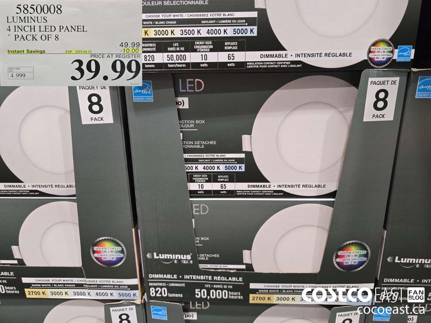 5850008 LUMINUS 4 INCH LED PANEL PACK OF 8 ($10.00 INSTANT SAVINGS EXPIRES ON 2025-04-13) $39.99