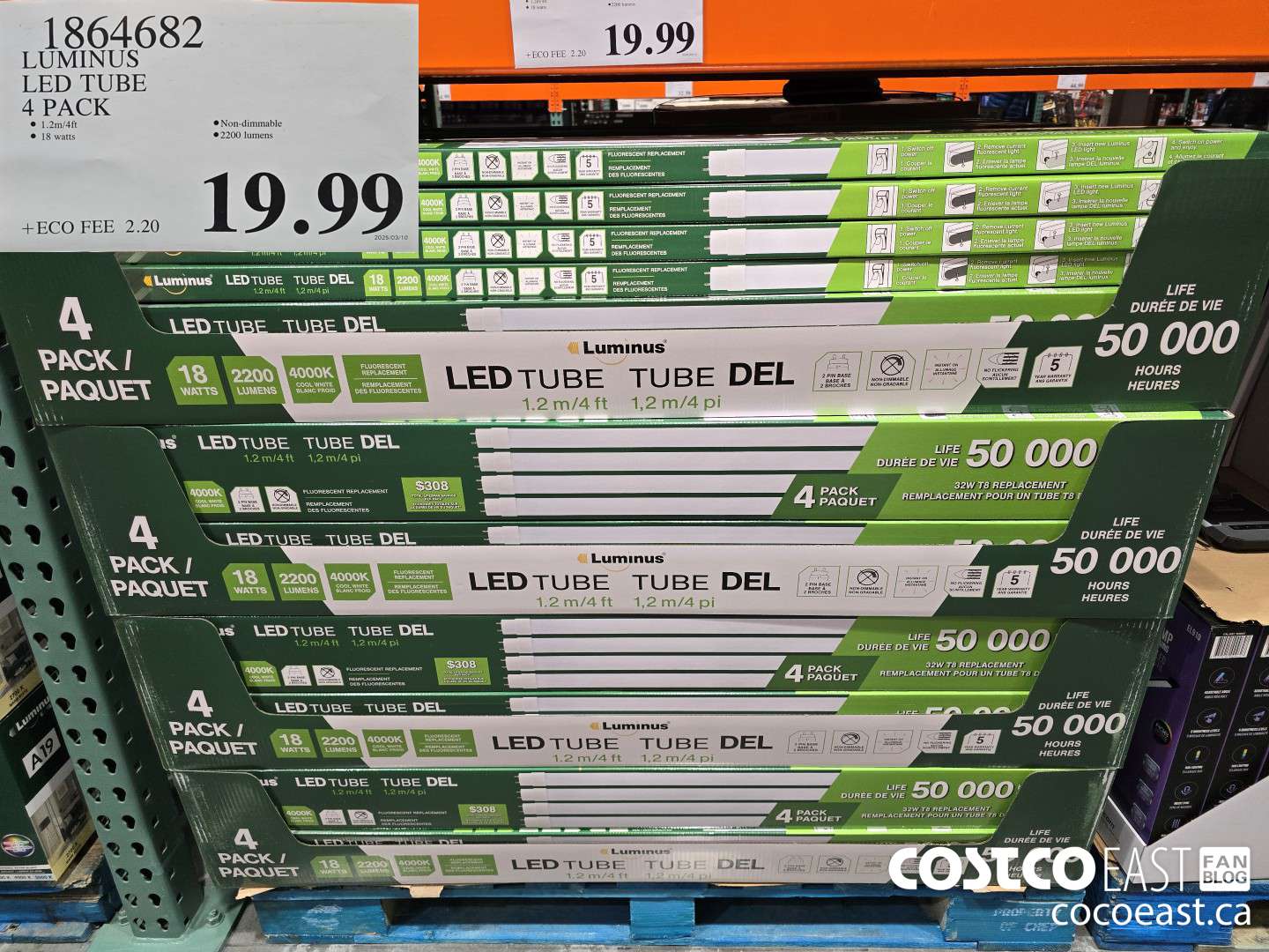 1864682 LUMINUS LED TUBE 4 PACK $19.99