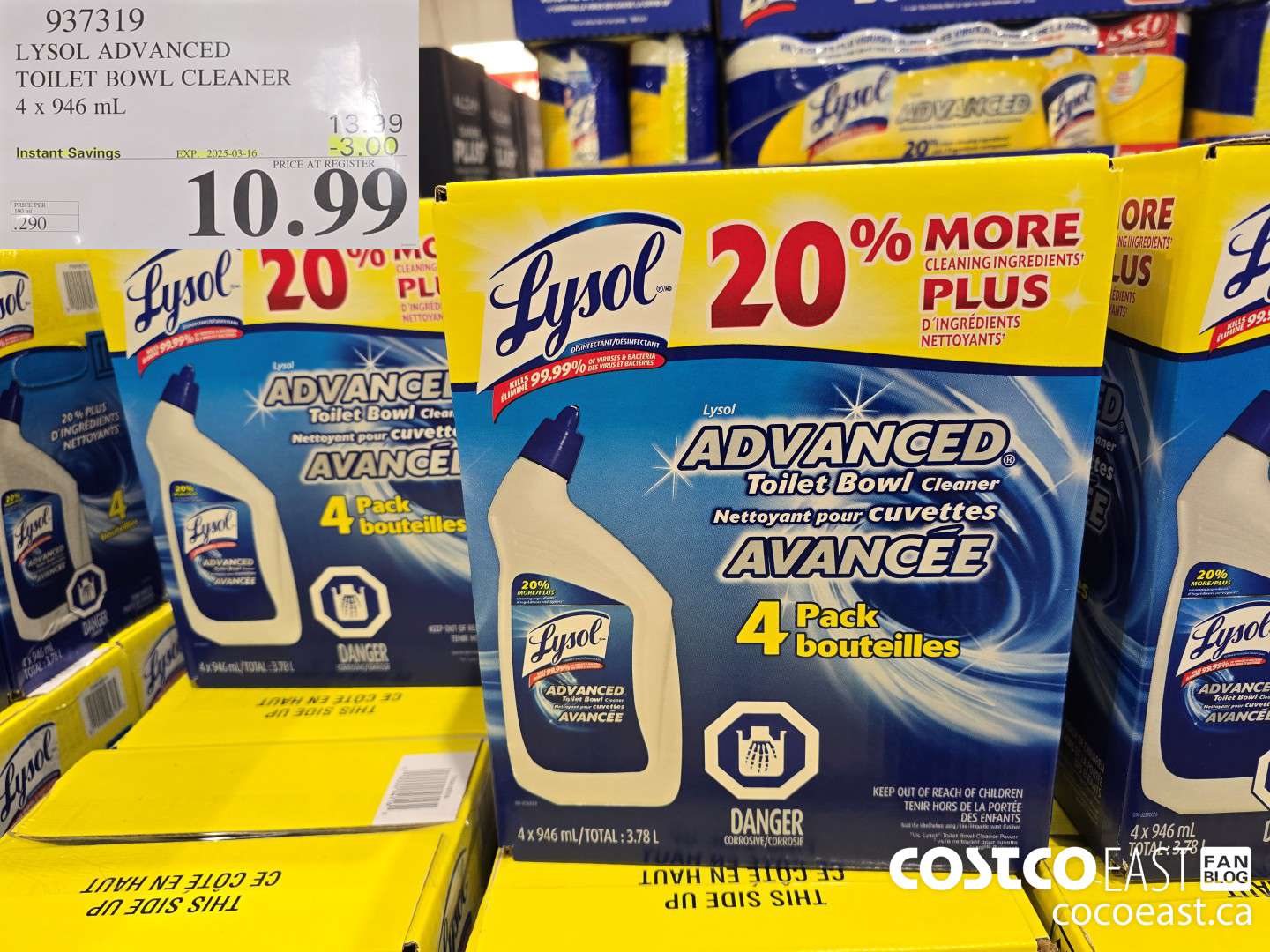 937319 LYSOL ADVANCED TOILET BOWL CLEANER 4 X 946 ML ($3.00 INSTANT SAVINGS EXPIRES ON 2025-03-16) $10.99