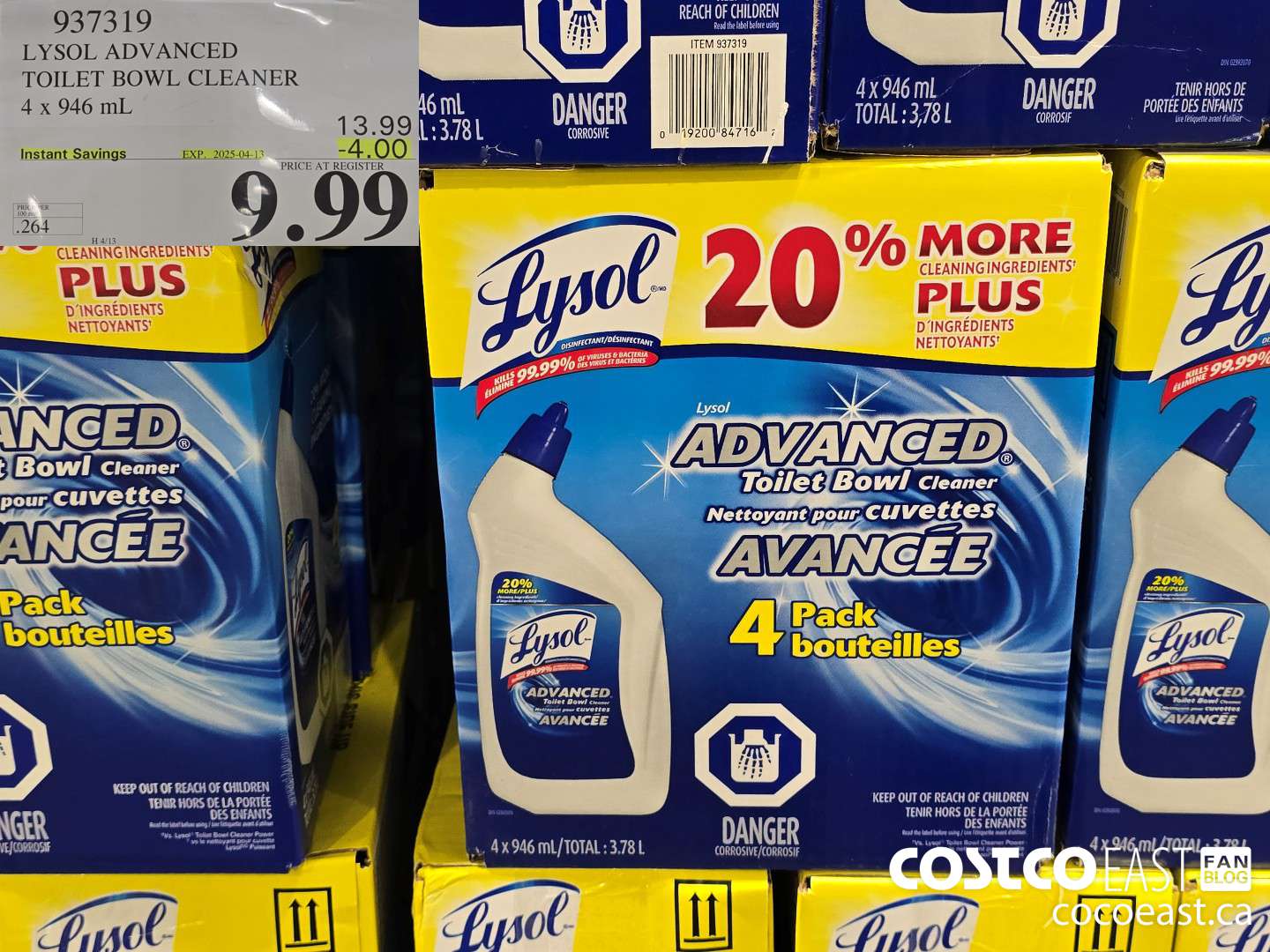937319 LYSOL ADVANCED TOILET BOWL CLEANER 4 X 946 ML ($4.00 INSTANT SAVINGS EXPIRES ON 2025-04-13) $9.99
