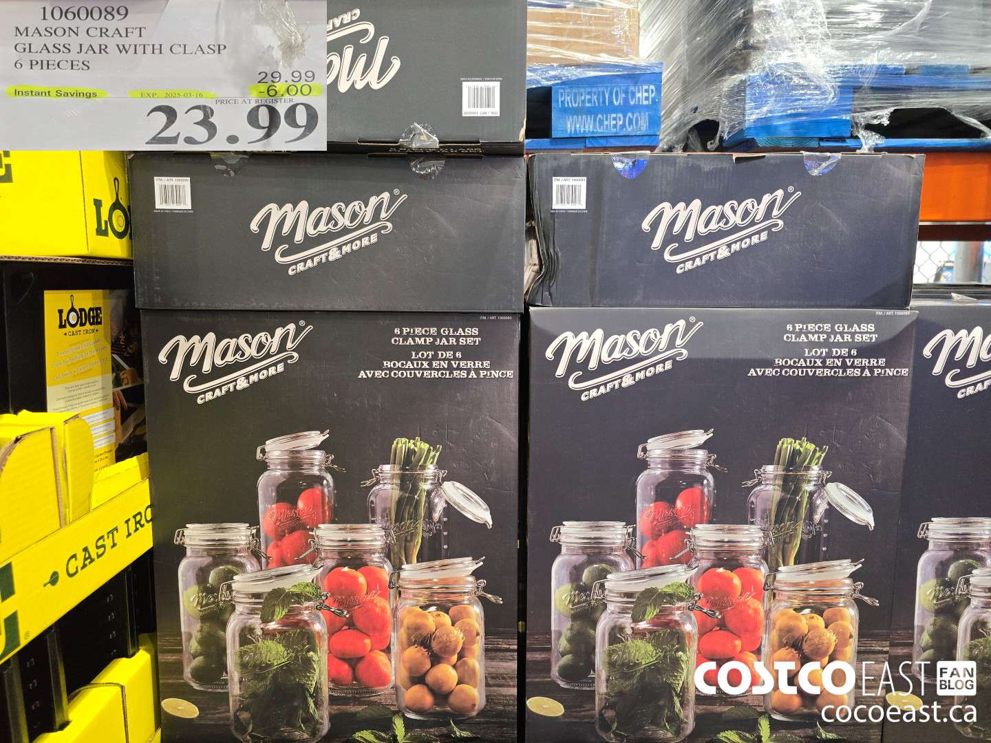 1060089 MASON CRAFT GLASS JAR WITH CLASP 6 PIECES ($6.00 INSTANT SAVINGS EXPIRES ON 2025-03-16) $23.99