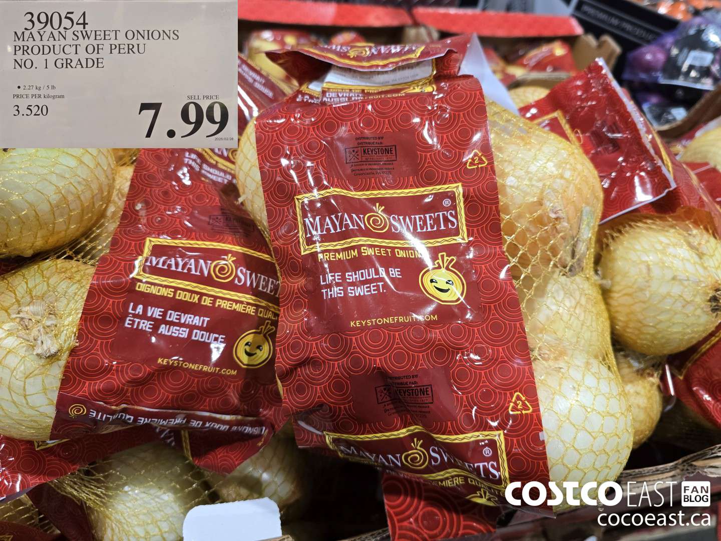 39054 MAYAN SWEET ONIONS PRODUCT OF PERU NO. 1 GRADE $7.99