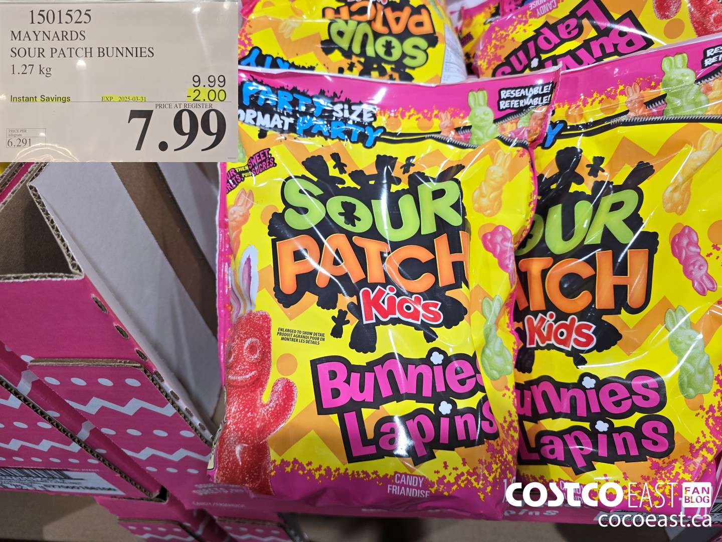 1501525 MAYNARDS SOUR PATCH BUNNIES 1.27kg ($2.00 INSTANT SAVINGS EXPIRES ON 2025-03-31) $7.99