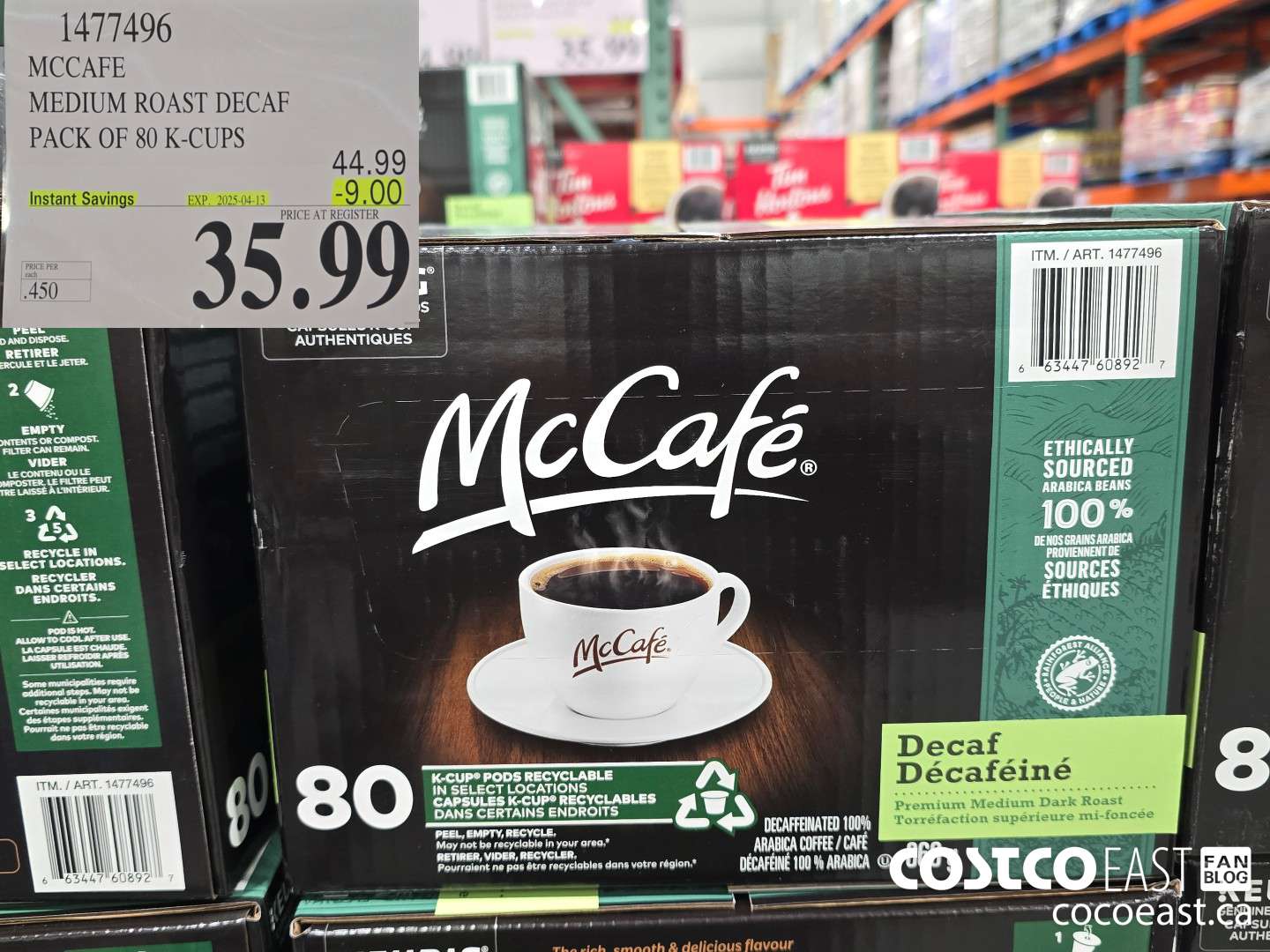 1477496 MCCAFE MEDIUM ROAST DECAF PACK OF 80 K-CUPS  ($9.00 INSTANT SAVINGS EXPIRES ON 2025-04-13) $35.99